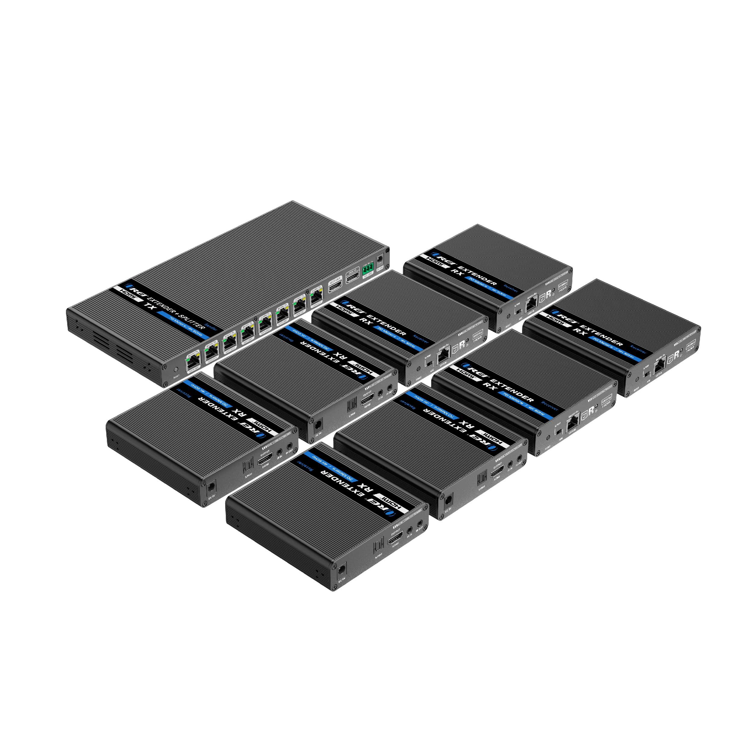 OREI OREI 1x8 HDMI Extender Splitter 4K Multiple Over Single Cable CAT6/7 4K@60Hz 4:4:4 HDCP 2.2 with IR Remote EDID Management - Up to 230 Ft - Loop Out - Low Latency - Full Support IR RS-232 Control