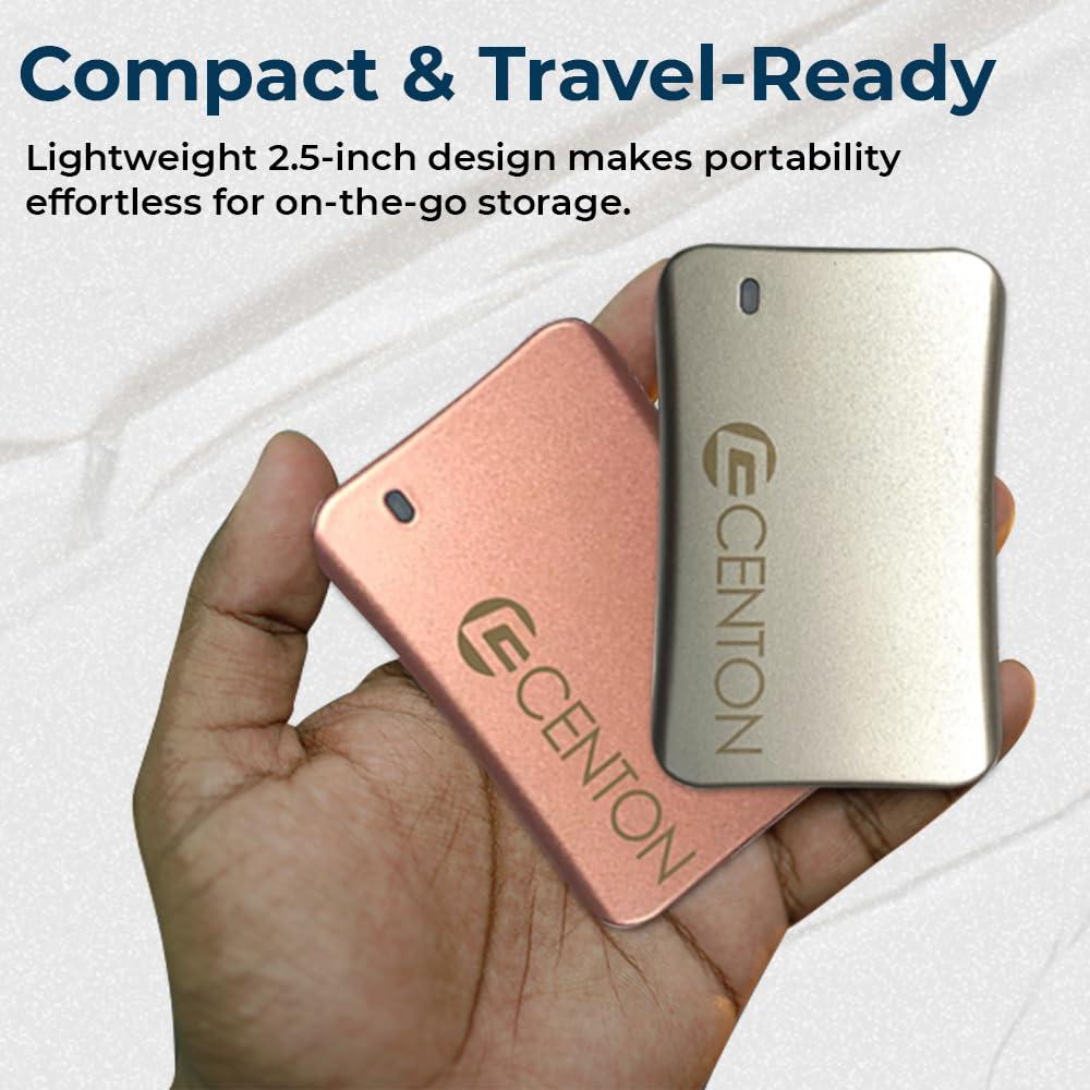 Centon Centon External SSD (Rose Gold Metallic), USB-C 3.2 Gen 2, 1000GB