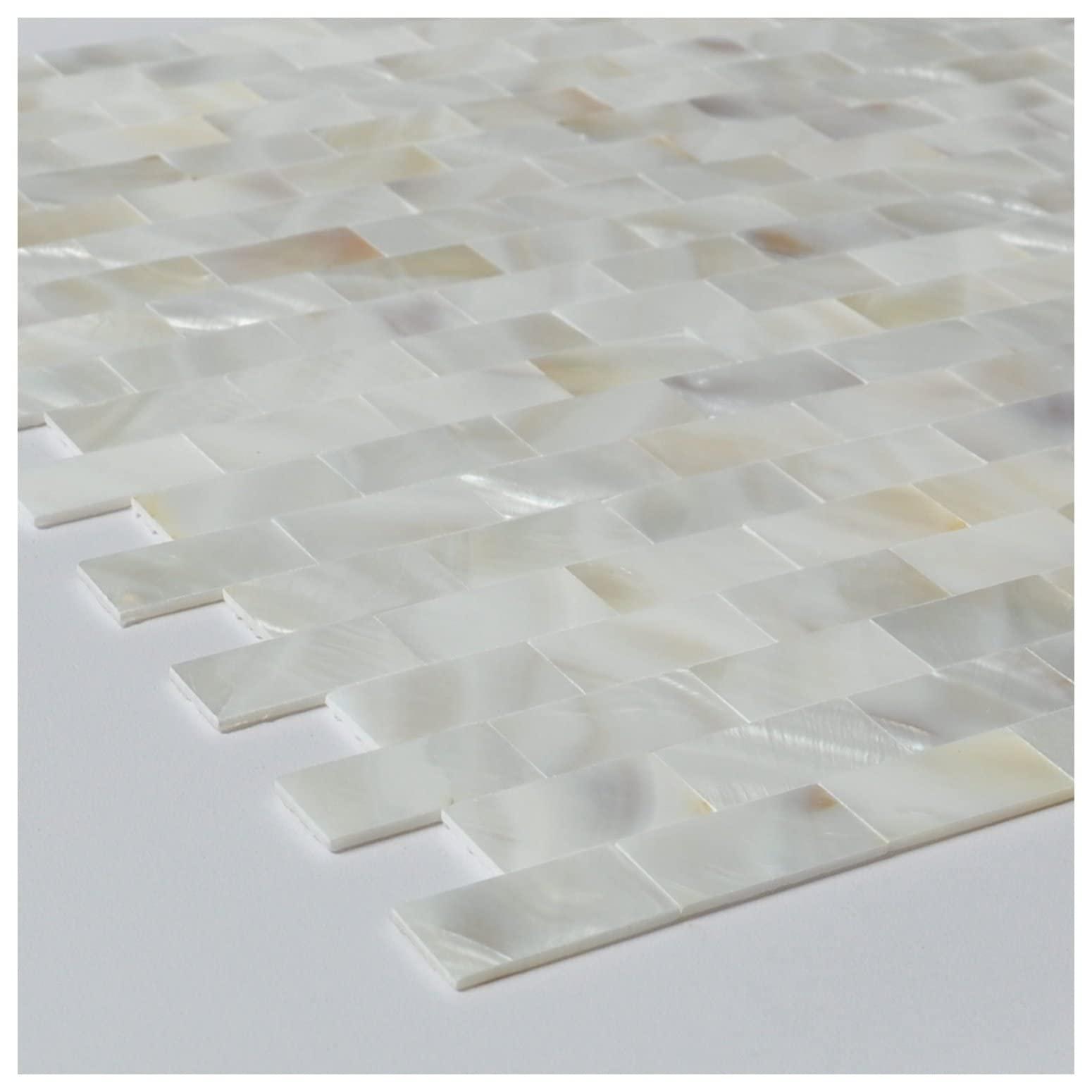 Art3d Art3d Mother of Pearl Shell Mosaic Tile for Kitchen Backsplash/Shower Wall Tile, 12" x 12" Groutless Subway