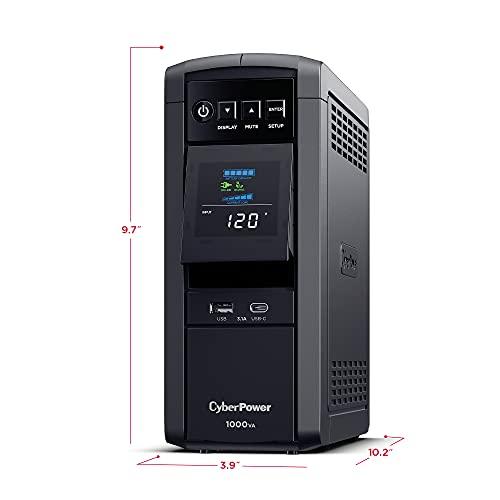 CyberPower CyberPower CP1000PFCLCDTAA PFC Sinewave UPS System, 1000VA/600W, 10 Outlets, AVR, Mini Tower, TAA Certified