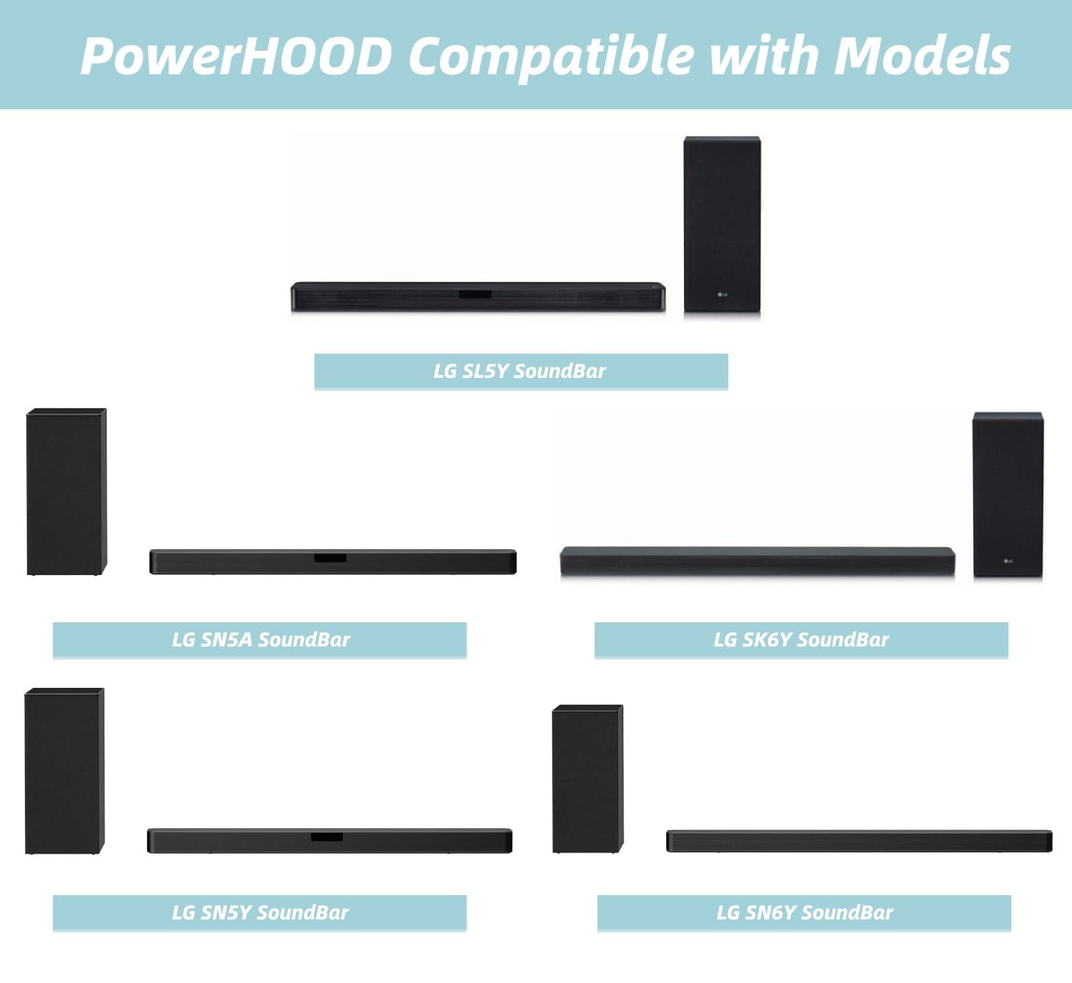 PowerHOOD PowerHOOD 25V AC/DC Adapter Compatible with LG SN5A SL5Y SK6Y SN5Y 2.1 Channel High Res Audio Sound Bar SN6Y 3.1ch Sound Bar w/Subwoofer 25VDC 25 Volt 25 Volts Power Supply Cord Charger Cable PSU