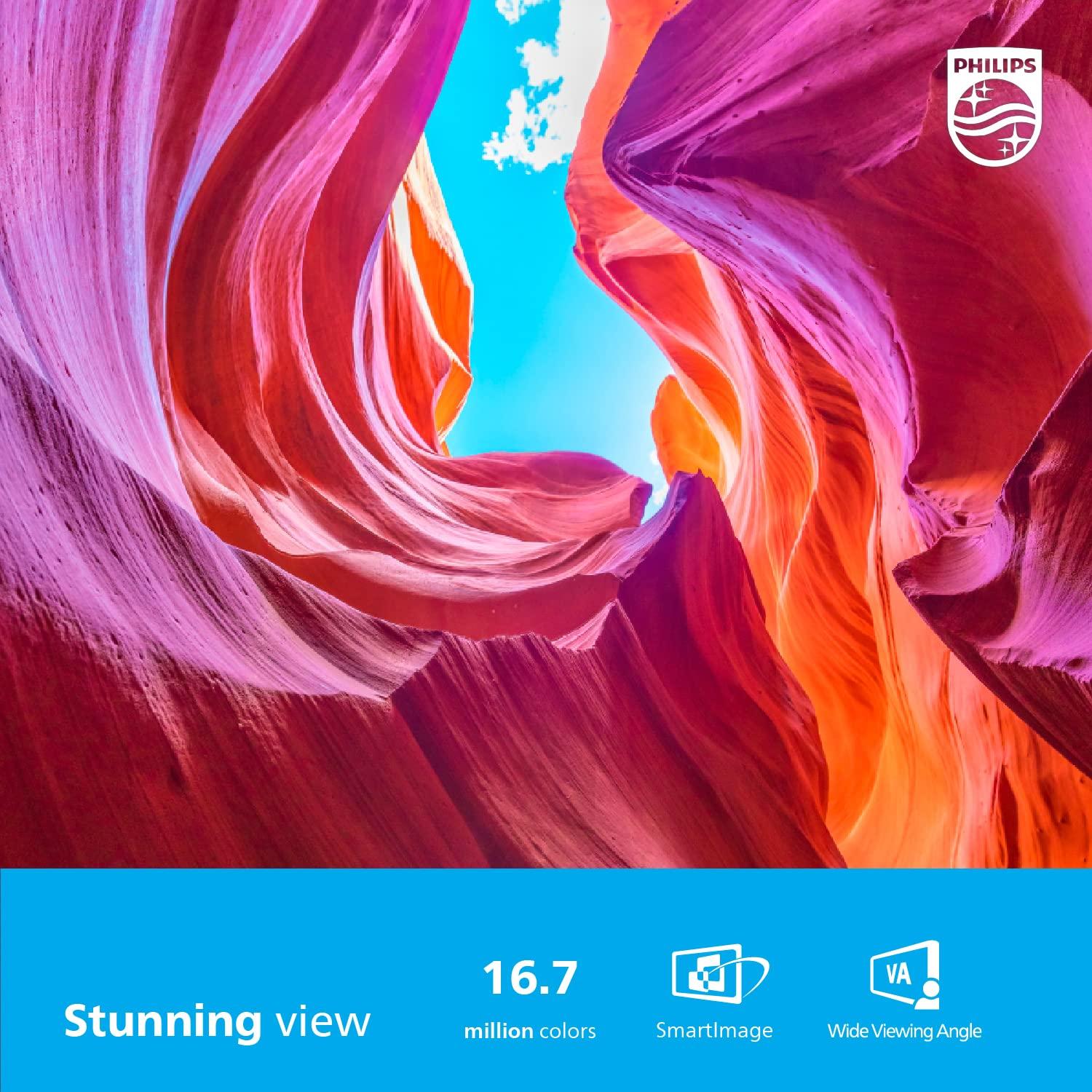 Philips Computer Monitors Philips 22 inch Class Thin Full HD (1920 x 1080) 75Hz Monitor, VESA, HDMI & VGA Port, 4 Year Advance Replacement Warranty, 221V8LN