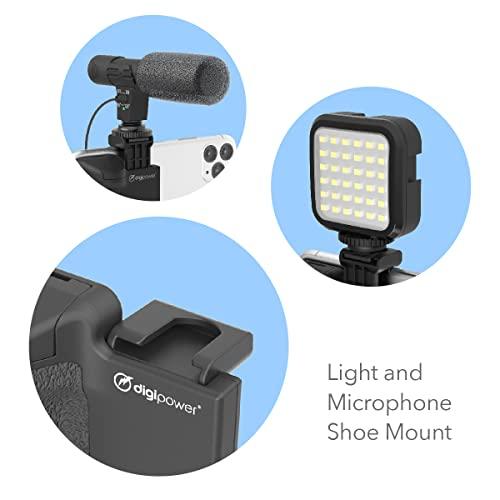 DigiPower DigiPower Pocket Grip Stabilizer with Wireless Shutter Remote & Table-Top Mini Tripod for Mobile Phone, Works with iPhones & Android Smartphones for Filming YouTube, TikTok, & Instagram Videos,