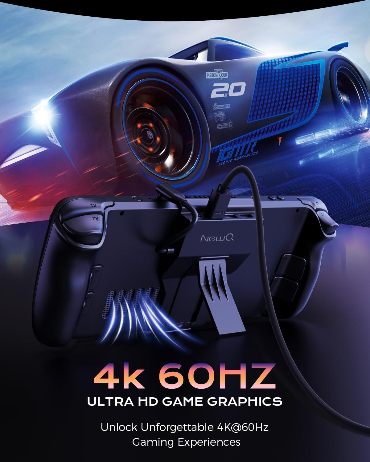 NEWQ Steam Deck Dock for Steam Deck/OLED, Portable Stand Design USB C Hub with TF Card Slot, HDMI 2.0 4K@60Hz Display, 2*USB-A 3.0, USB-C PD 100W Max, Stream Deck Stand Base Accessories