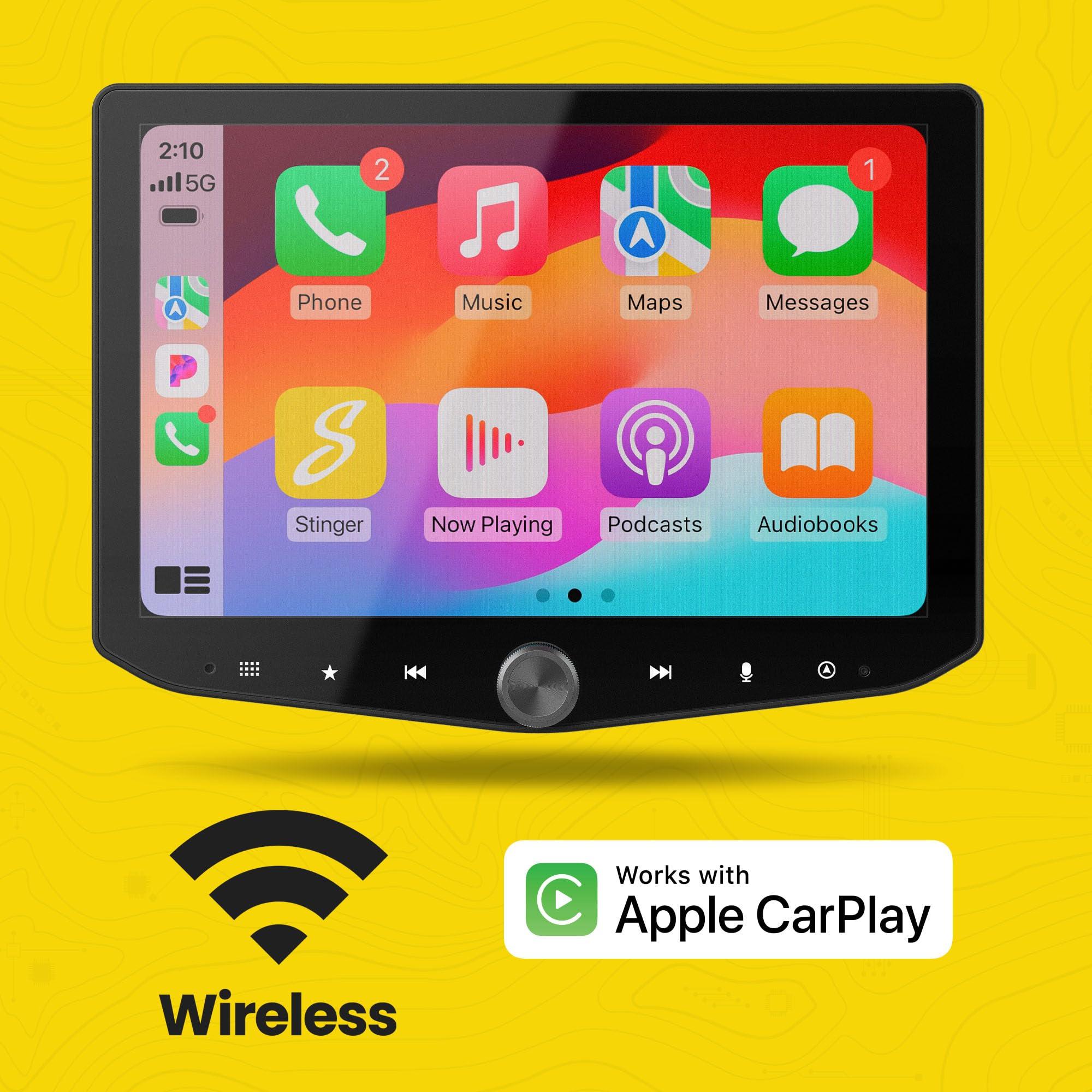 STINGER Stinger HORIZON10 10.1" Universal Car Stereo 1280x800 HD Car Radio, Certified Wireless Apple CarPlay/Android Auto, Bluetooth, IP65 Weather-Resistant Touchscreen, HDMI, 4 Camera/3 USB Inputs