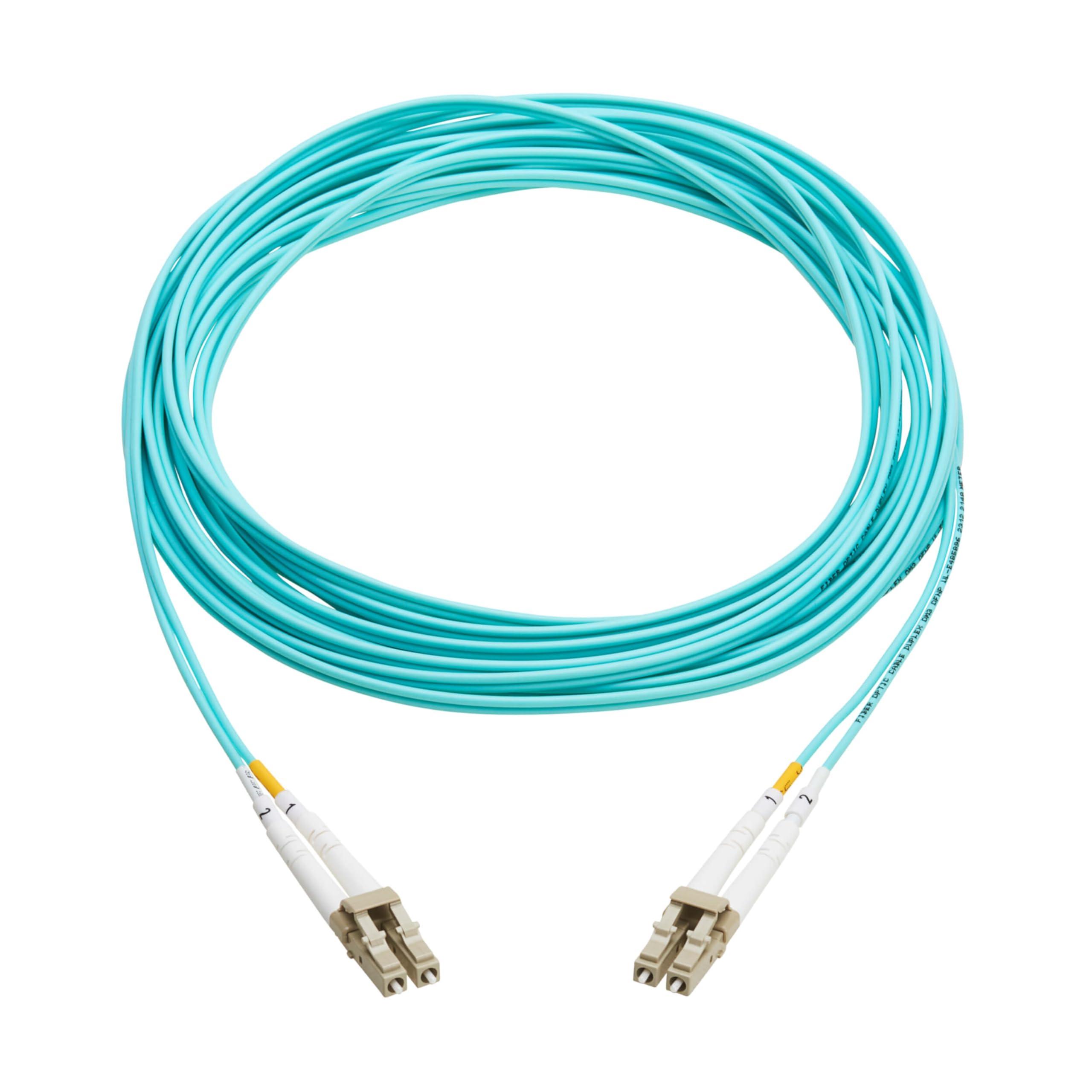 Tripp Lite Tripp Lite Eaton Series Fiber Patch Cable, 7 Meters / 23 Feet, LC to LC Fiber Optic Cable, 10Gb OM3 Multimode Duplex, 50/125um, Aqua, TAA Compliant, Lifetime Manufacturer's Warranty (N820-07M-TAA)