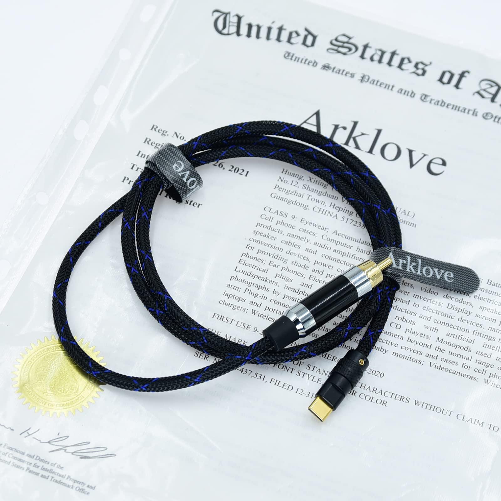 Arklove 3ft USB c to coaxial Cable Male Type-c to Digital coaxial Audio Interface RCA Female Adapter Wire spdif for dac amp Sound Preamp Amplifier DSD64 dsd128 192K