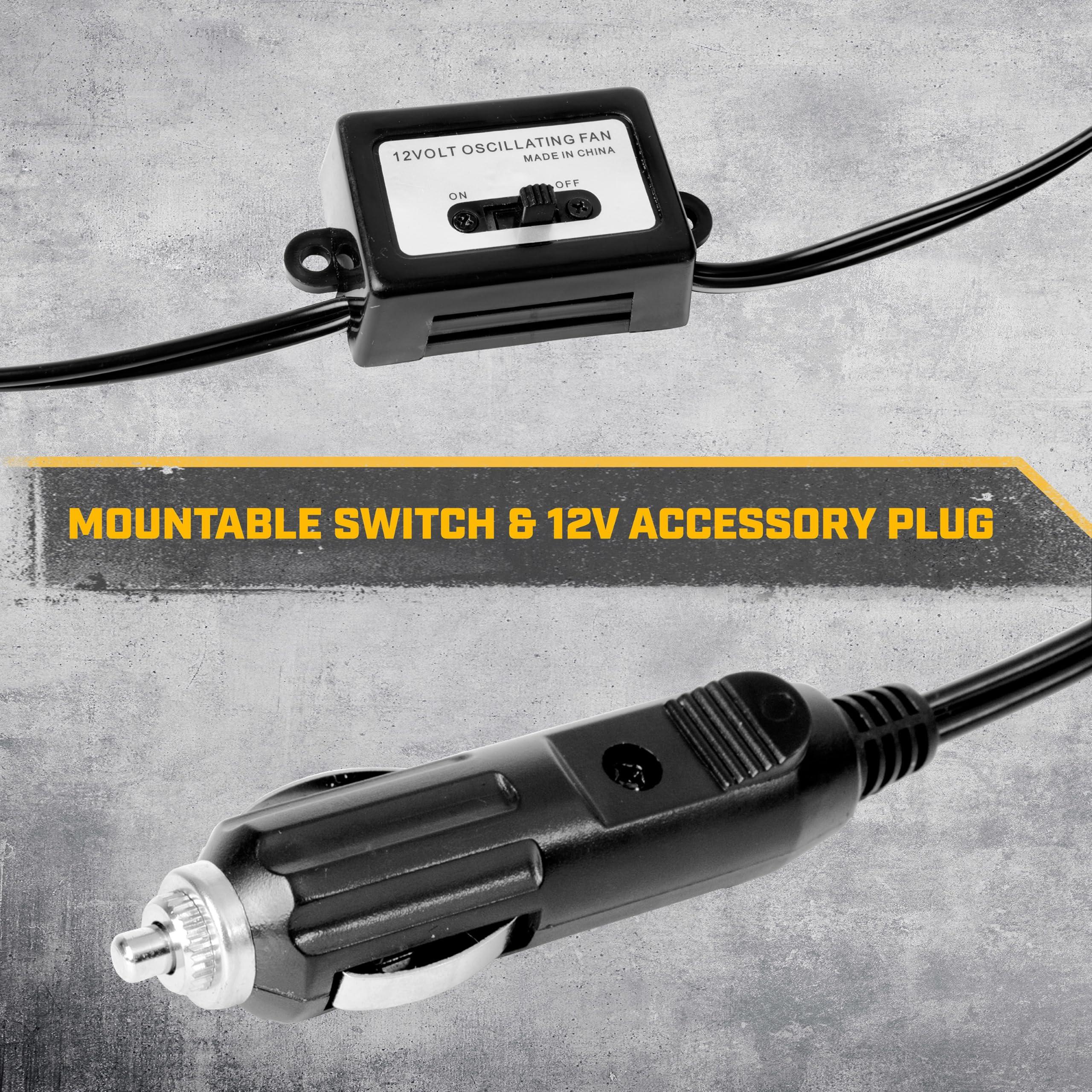 Cat Cat Clip-On Car Fan with Oscillating Design, 12V Portable Fan for Car with Quick Cooling Comfort, Ideal for Most Car Truck Van SUV with No AC