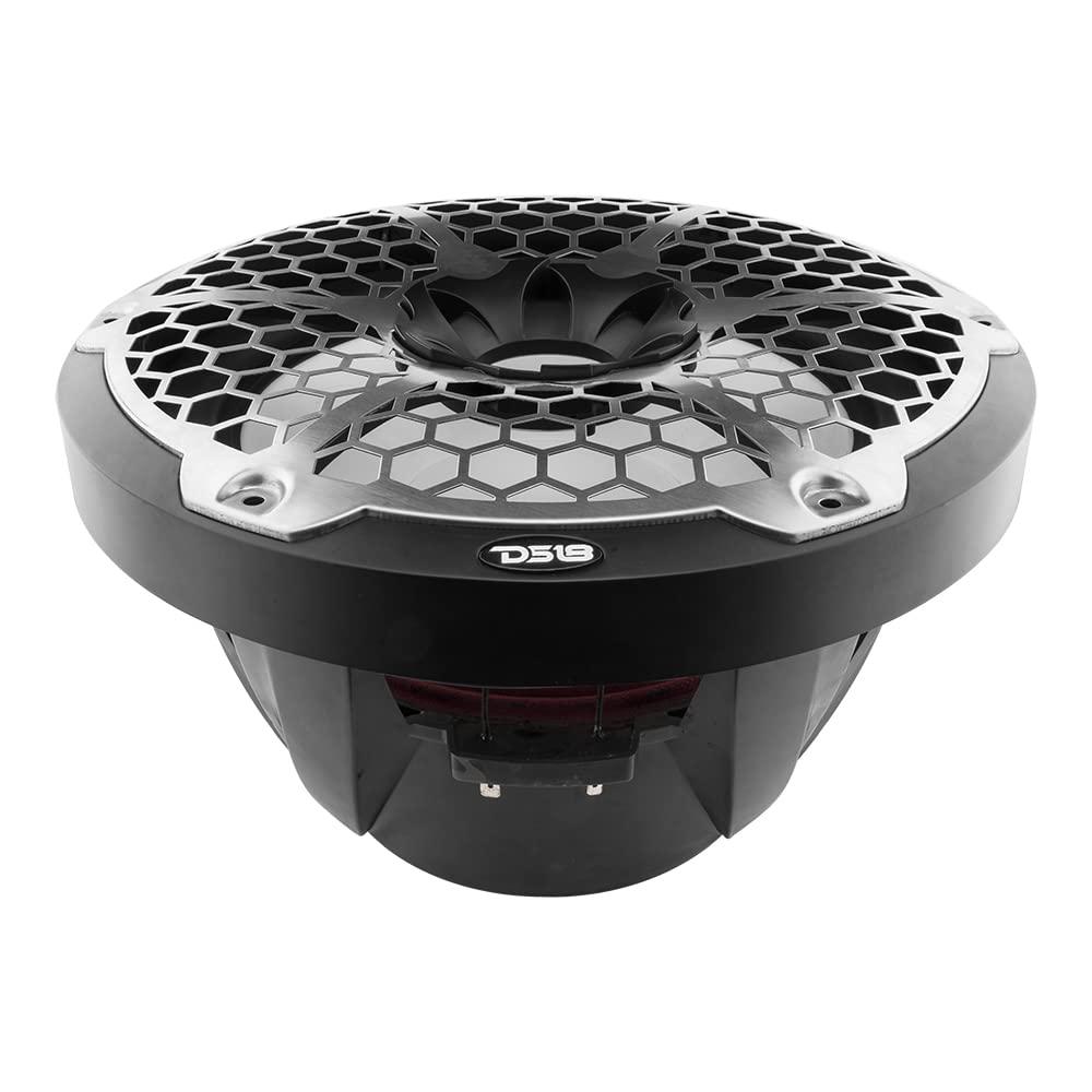 DS18 DS18 NXL-10SUB/BK Hydro 10\" Marine Subwoofer with Integrated RGB LED Lights 600W Max, 100% UV Stable, IP65 Waterproof, 4 Ohms - for All Elements, Boat, UTV, ATV & Jeeps (1 Speaker)