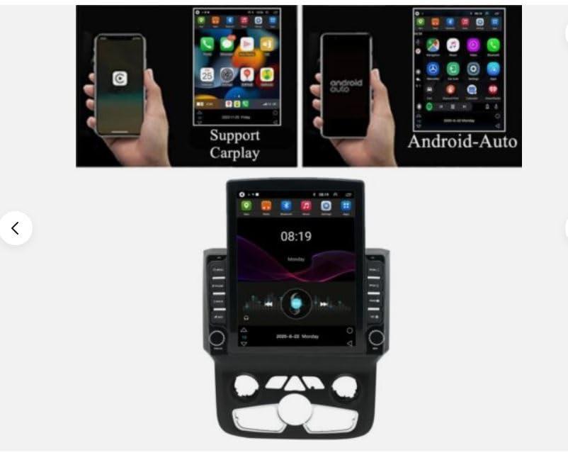 Zcargel Zcargel Car Navigation Android 13 Car Stereo Upgrade Radio with Wireless Carplay Android Auto Compatible for Ram 1500-5500 2013-18 9.7 Inch Stereo with Mirror Link Backup Camera (Only Fit Auto Ac)