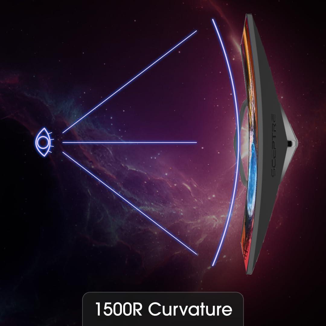 Sceptre Sceptre Curved 24.5-inch Gaming Monitor up to 240Hz 1080p R1500 1ms DisplayPort x2 HDMI x2 Blue Light Shift Build-in Speakers, Machine Black 2023 (C255B-FWT240)