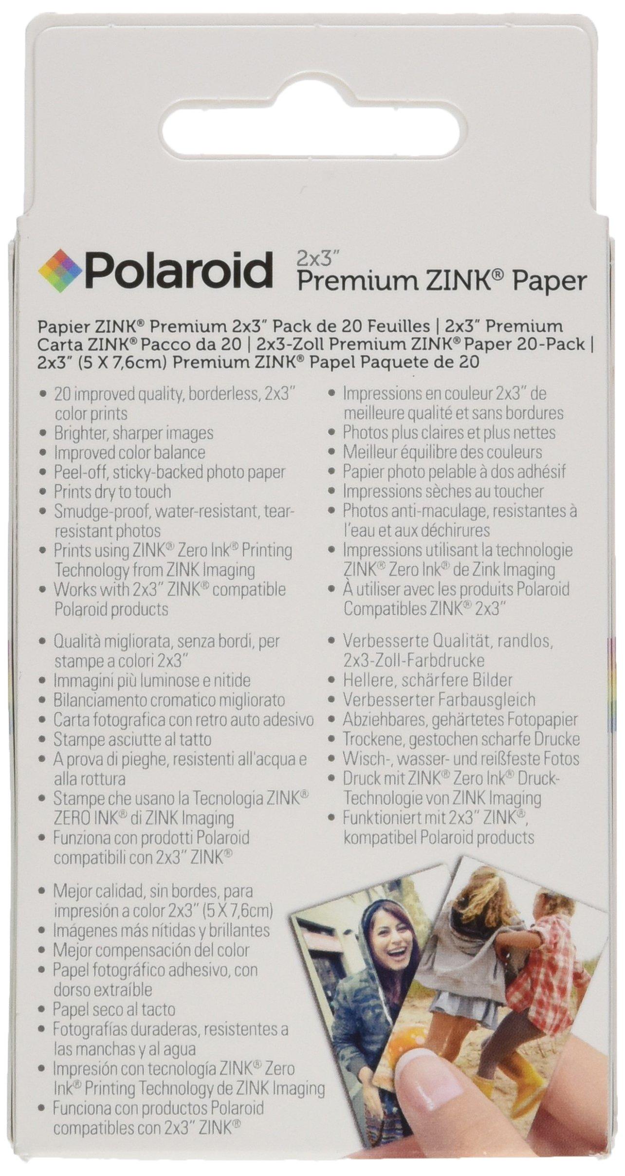 Zink Zink Polaroid 2x3? Premium Zink Zero Photo Paper 20-Pack - Compatible with Polaroid Snap/SnapTouch Instant Print Digital Cameras & Polaroid Zip Mobile Photo Printer