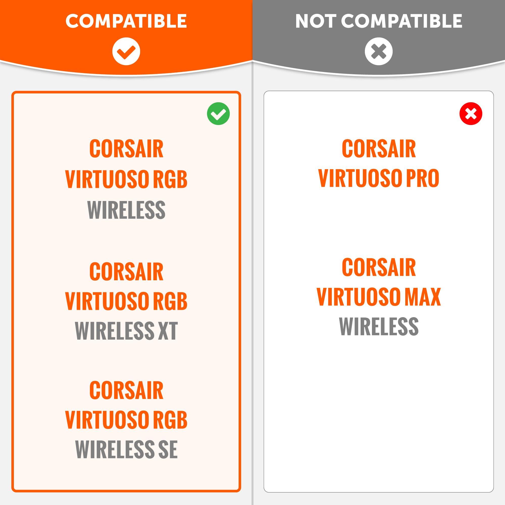 WC WC Upgraded Replacement Earpads for Corsair Virtuoso Gaming Headset Made by Wicked Cushions | Improved Durability, Thickness, Softer Leather, and Sound Isolation | (Geo Grey)
