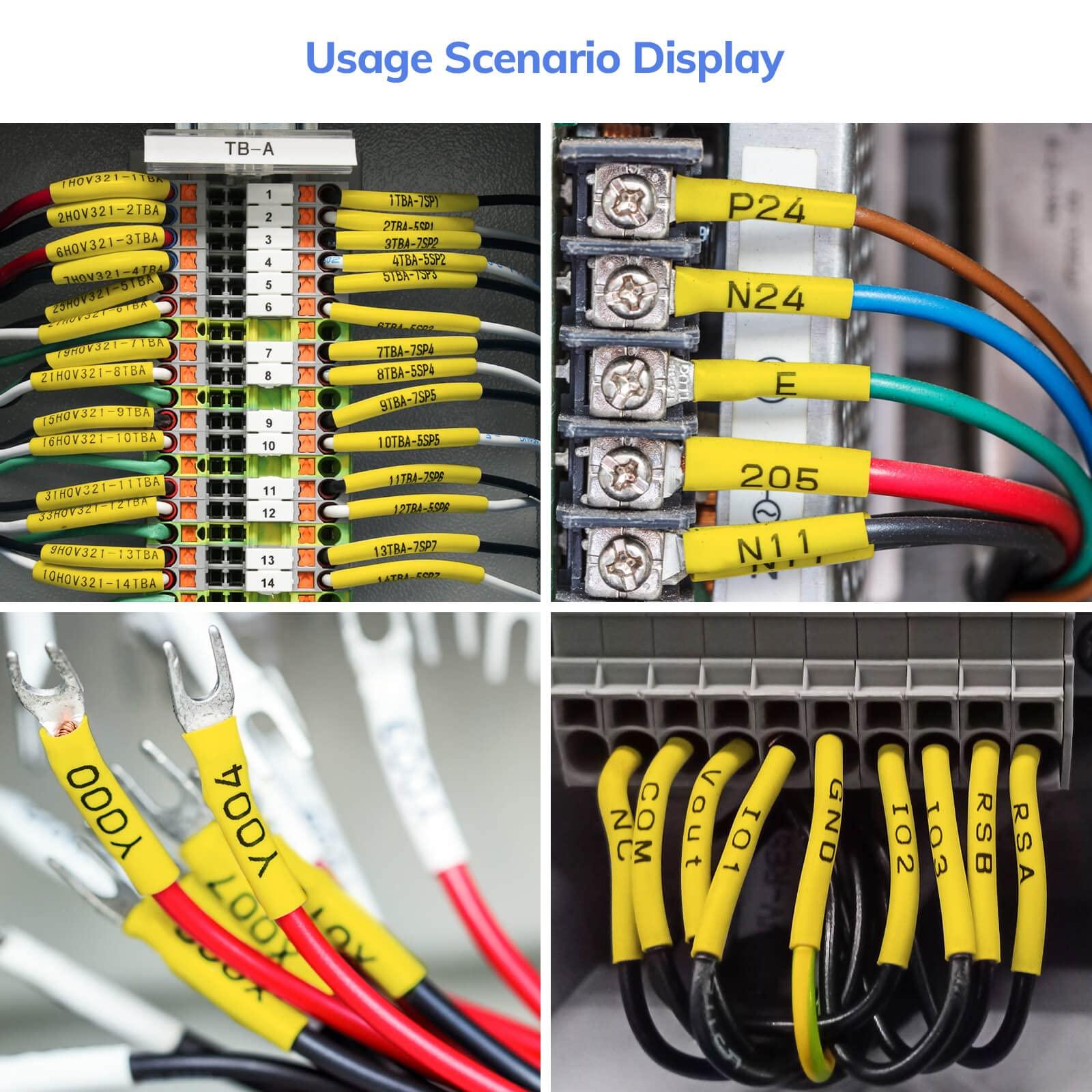 Cruxer 8 Pack Compatible with Dymo Rhino Heat Shrink Tube Labels 18056, 1/2" x 4.9' 12mm 1.5m Work with DYMO Rhino 4200 5200 6000 Industrial Label Makers, 18056 Heat-Shrink Label Tape Black on Yellow