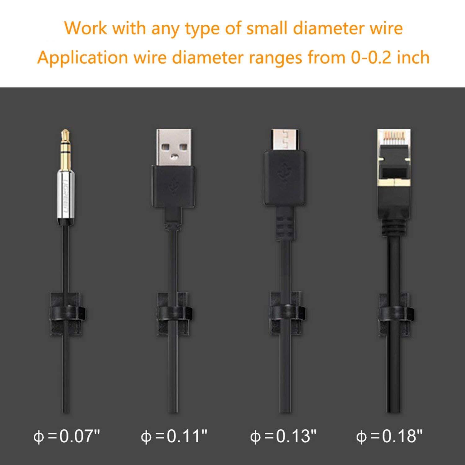 EtoBesy Cable Clips Adhesive Cord Organizer, Management 3M Cable Ties Wire Clips Organizer Cable Clamp Holders for Desk Car Tables PC Laptop TV Home Office Walls (0.75\"x0.6\", 30pcs, Black)