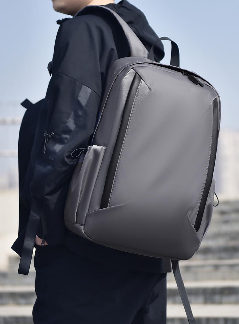 JohnMojie JohnMojie Men's business backpack, nylon waterproof computer bag, leisure backpackackpack(Grey)