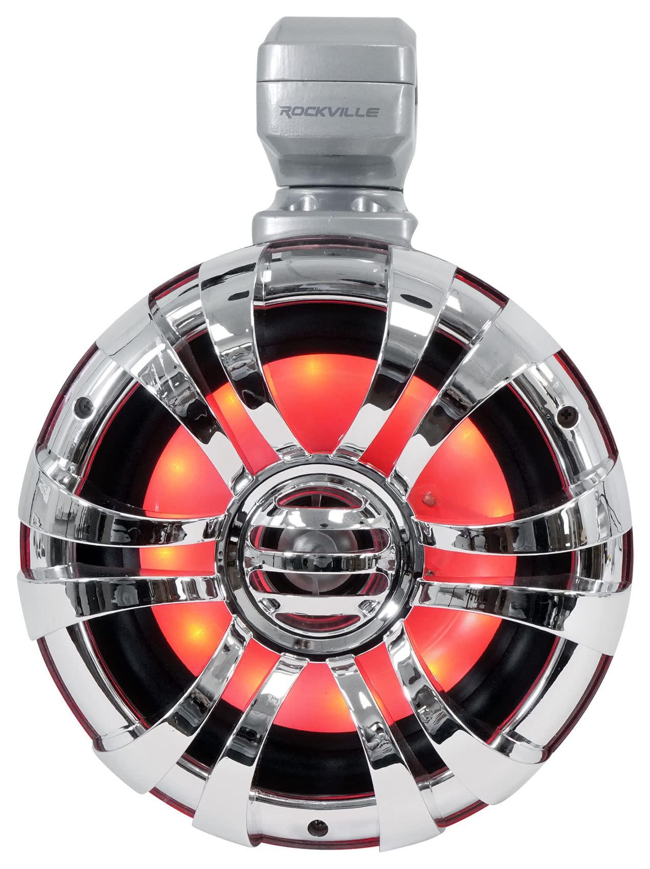 Rockville Rockville (4) 6.5" LED Silver Tower Speakers+PS40 Bluetooth Amp for ATV/UTV/RZR