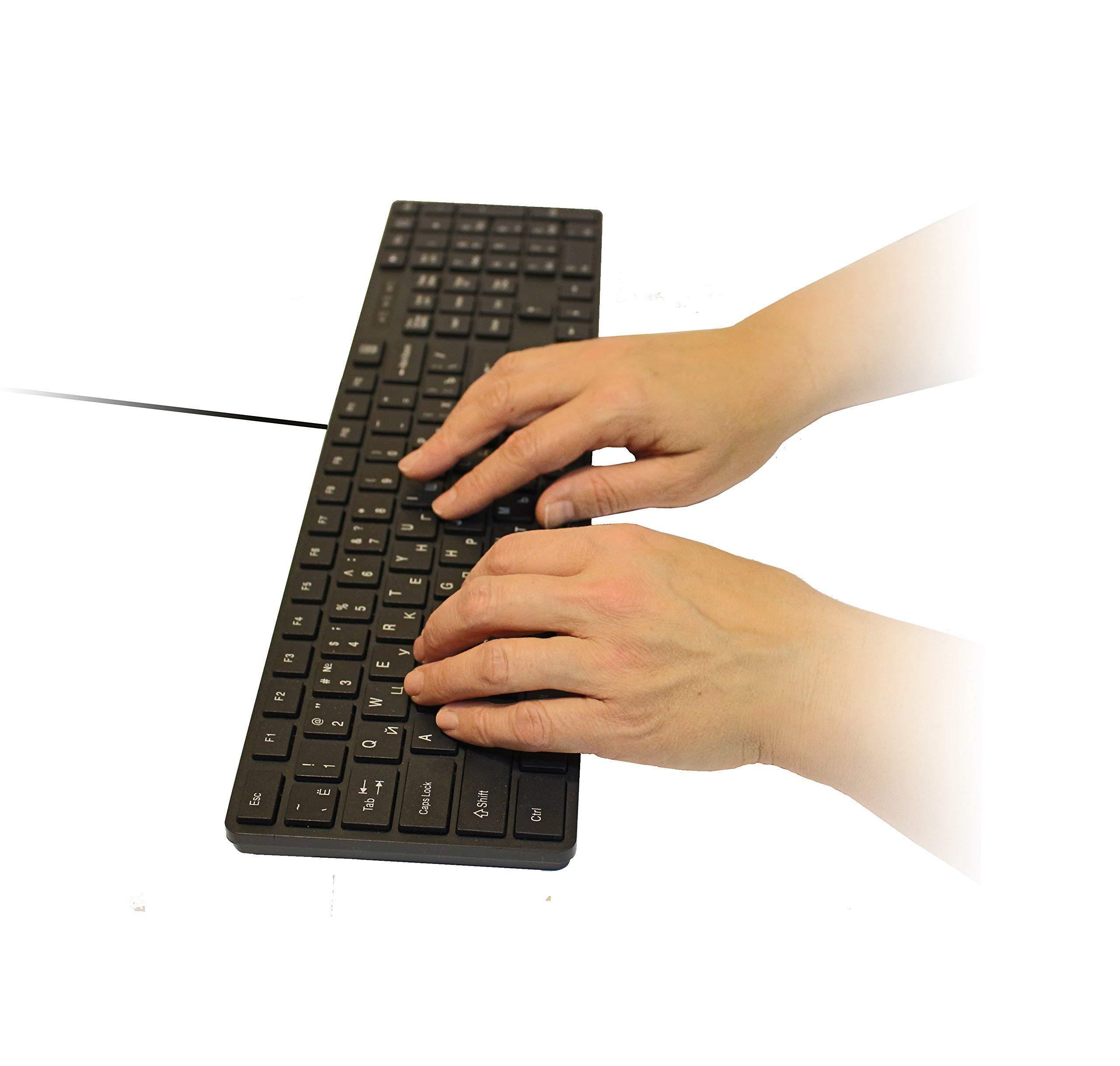 Dianma Electronic Company USB Keyboard with Russian English (Cyrillic) Letters/Characters- Full Size Slim Desktop Design