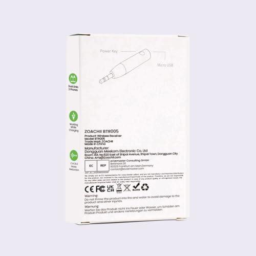 ZOACHII ZOACHII Bluetooth Aux Adapter for Car, Wireless Bluetooth 5.0 Audio Receiver with 3.5mm Jack for Vehicle Truck Home Stereo Speaker Headphone Music Streaming, Handsfree Calling, [1 Piece]