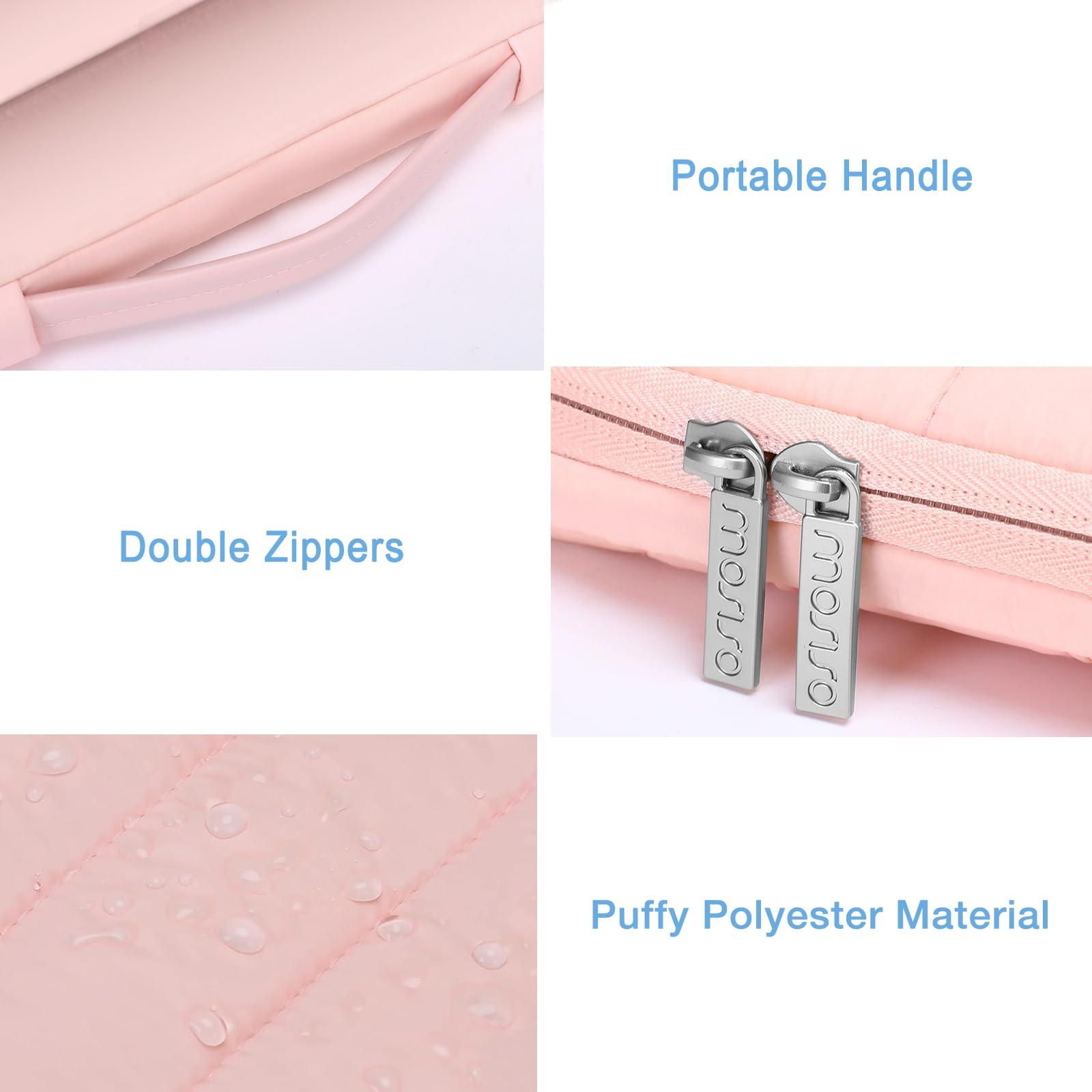 MOSISO MOSISO 360 Protective 15-15.6 inch Laptop Case, 16 inch Puffy Laptop Sleeve Compatible with MacBook Pro 16, HP, Dell, ASUS, Acer, Lenovo Notebook Computer,Polyester Horizontal Side Open Bag, Pink