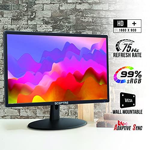 Sceptre Sceptre 20 inch LED Monitor 1600 x 900 HD+ 75Hz HDMI VGA Build-in Speakers, 99% sRGB Wall Mount Ready Black 2021 (E205W-16003RTT)