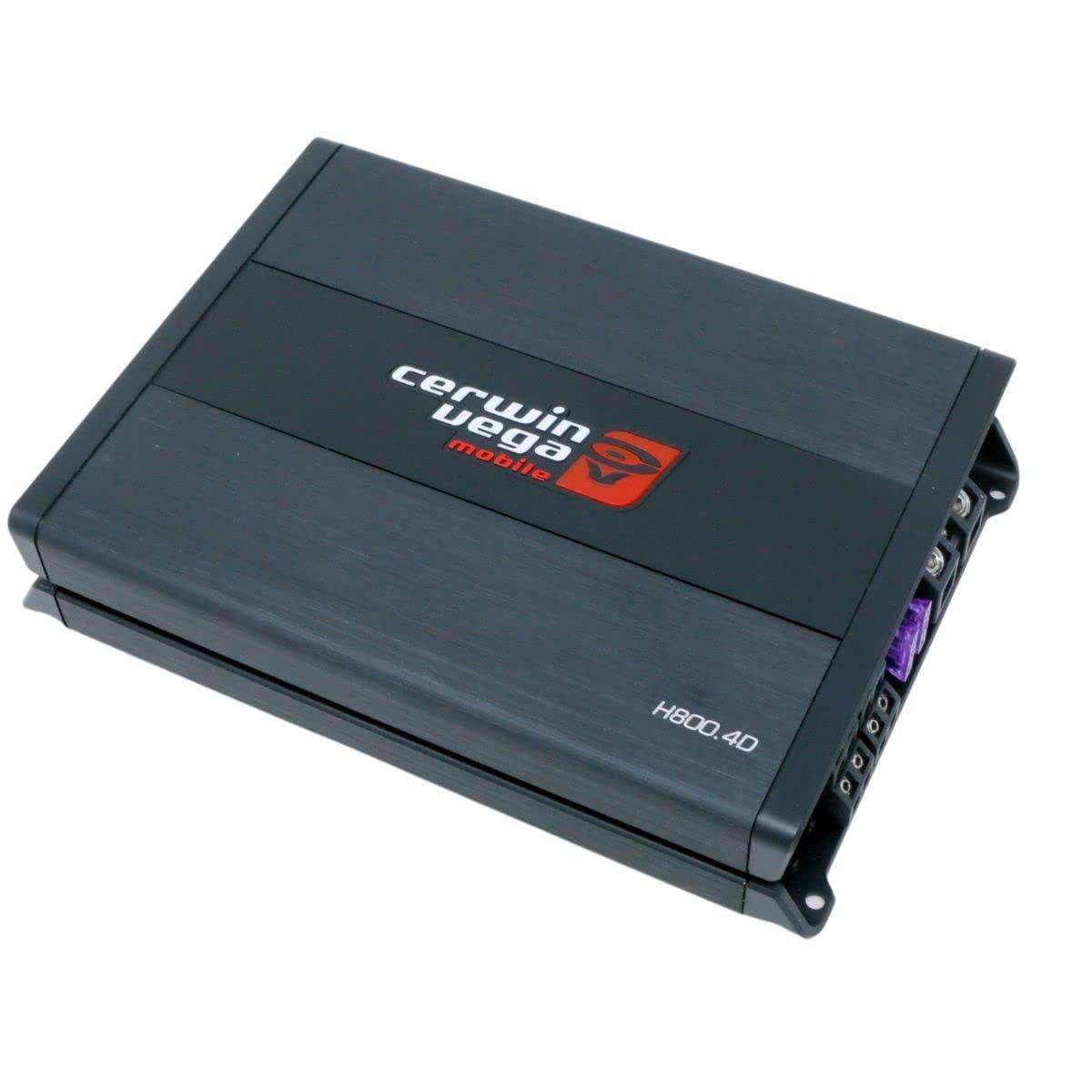 Cerwin Vega Mobile CV Cerwin Vega 4 Channel Full Range Digital Amplifier - 800W RMS, Class D Amp with Selectable Crossovers, High Efficiency, 4CH/2CH Modes for Superior Car Audio, Compact and Versatile Design - H800.2D