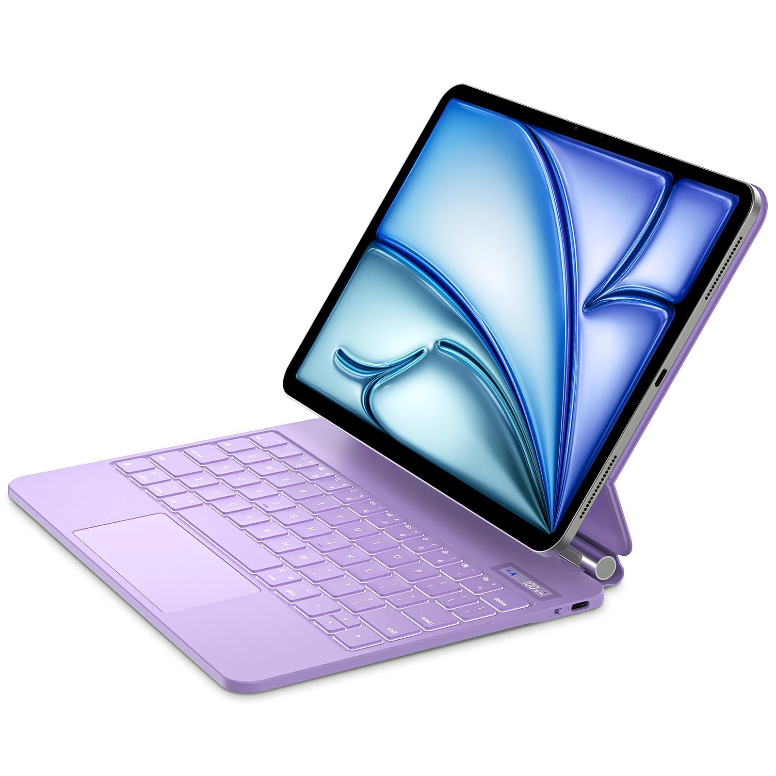 GOOJODOQ GOOJODOQ Magnetic Keyboard for iPad Air 11-inch (M2) 2024 & iPad Pro 11 inch (4th/3rd/2nd/1st) Gen 2022,iPad Air 5th/4th Gen 10.9\",Click-Anywhere Trackpad with 7 Color Backlit Floating Keyboard-Purple
