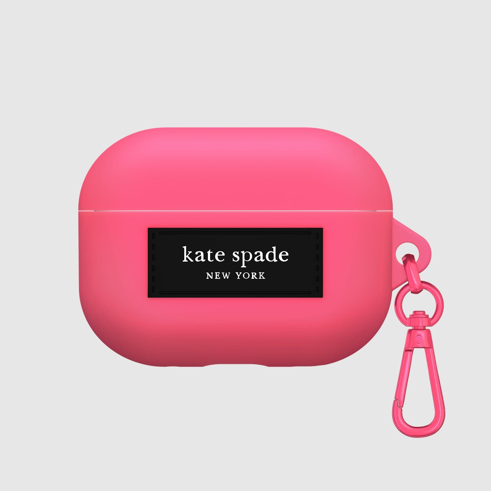 kate spade new york kate spade new york AirPods Pro 2nd / 1st Generation case with Keychain Ring - Pom Pom Pink, Silicone Cover for AirPods Pro 2nd / 1st Generation