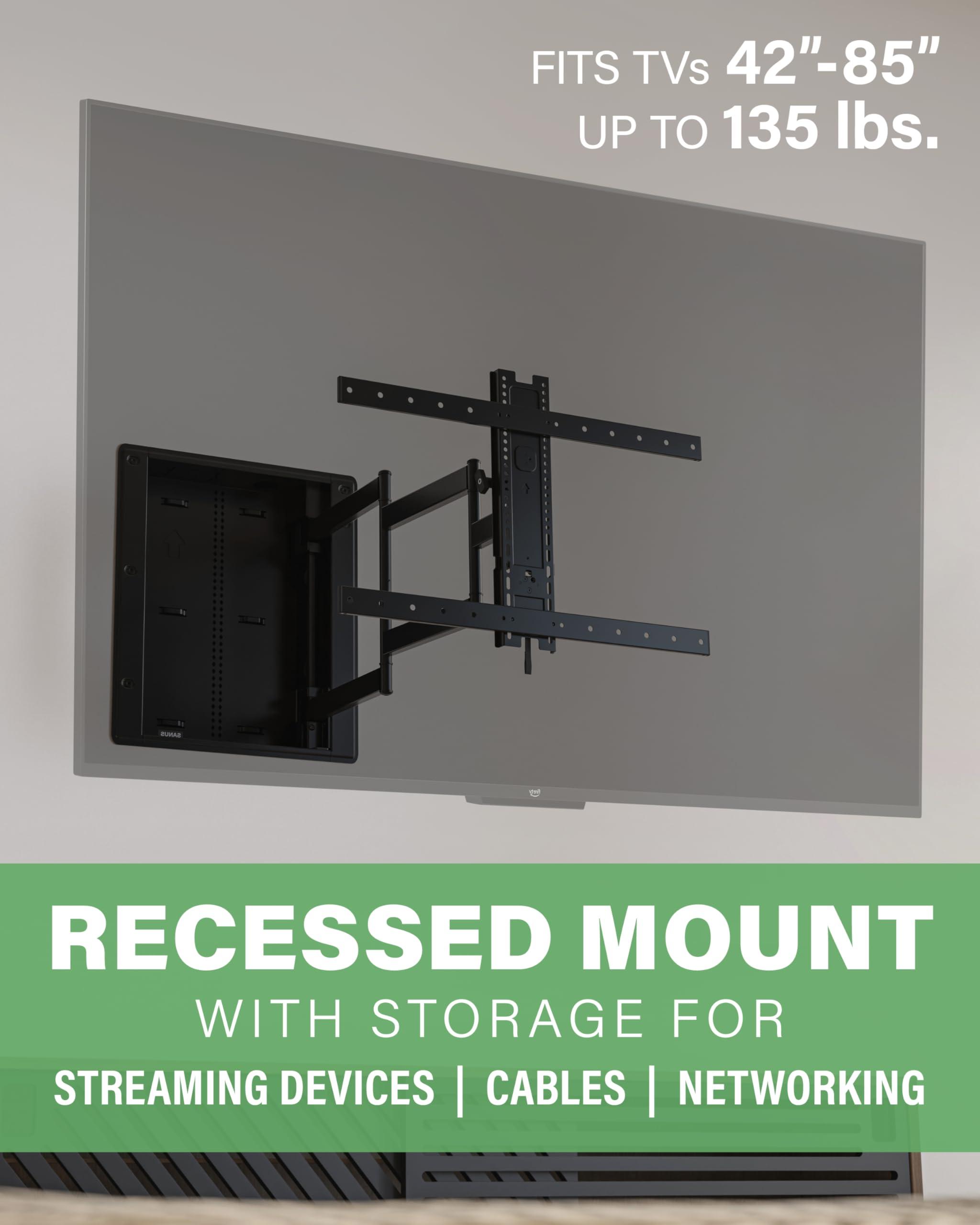 Sanus SANUS Recessed TV Wall Mount for 42"-85" Screens - Premium Full Motion TV Mount Tilts, Swivels & Extends for Optimal Views - Easy Install & Low Profile Design - VIWLF128-B2