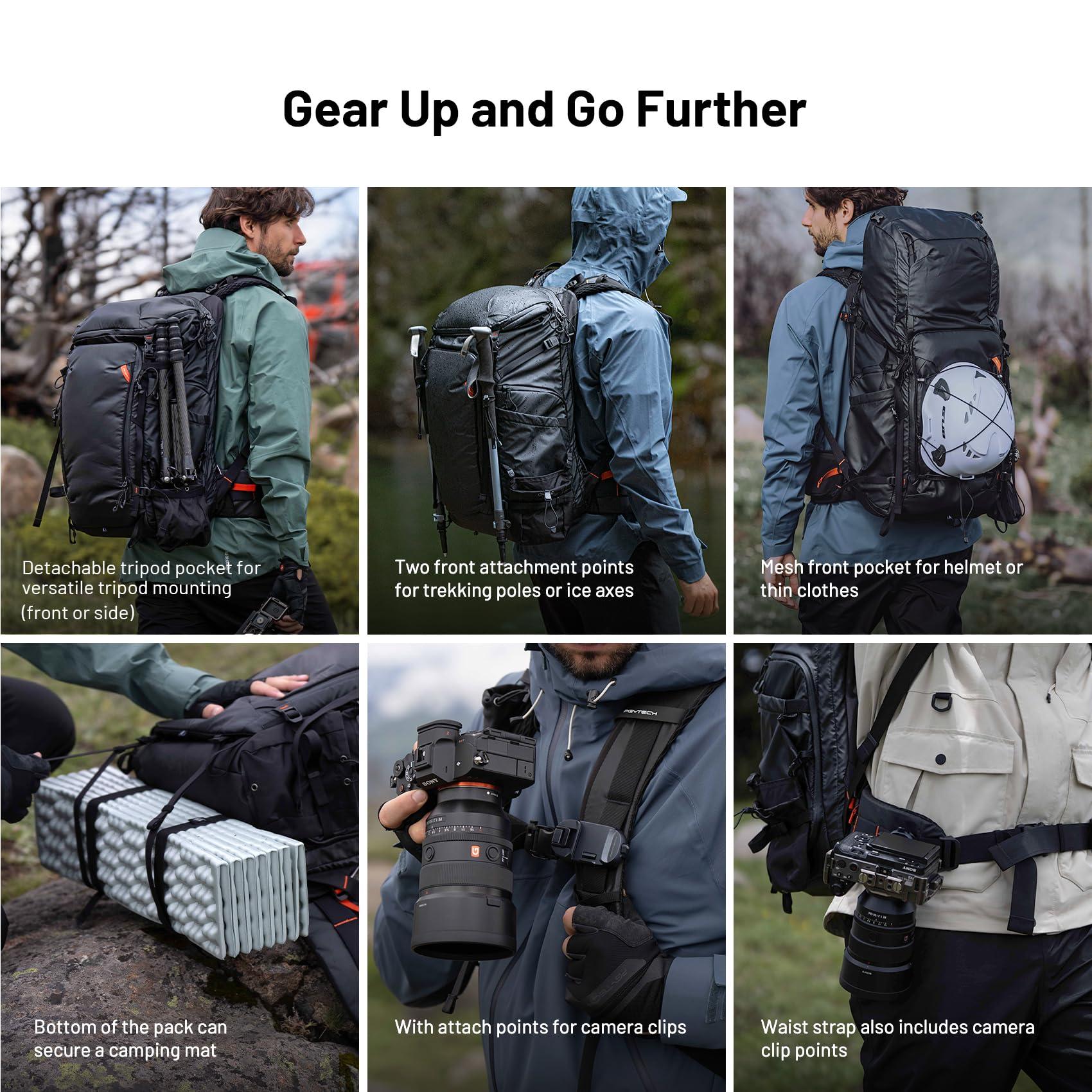 PGYTECH PGYTECH OnePro Flex Backpack 50L+Camera Insert Bag M, Fits DSLR/SLR/Mirrorless Cameras/Lenses and Other Gear, Lightweight Outdoor Hiking Bundle for Photography, Travel Bag with Laptop Compartment