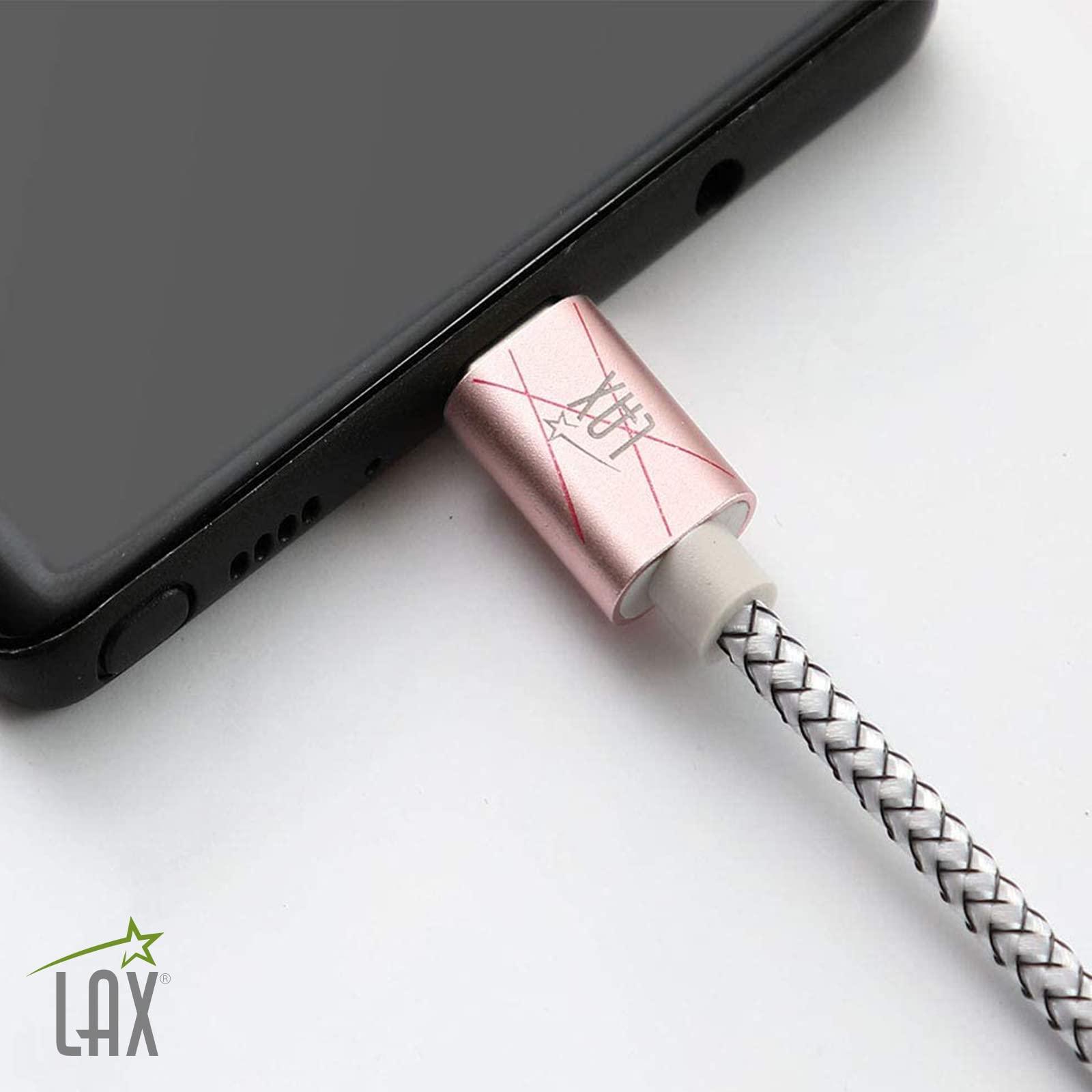 LAX Gadgets LAX Gadgets USB C Cable - Nylon Braided USB-C Charging Cable & Data Transferring - USB A to USB C Compatible with Android Phones, Google Pixel, Apple MacBook & Samsung Galaxy Phones - 6ft -Magenta