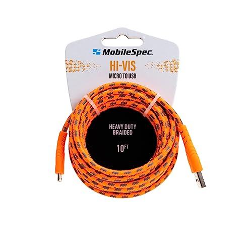 Mobile Spec Mobile Spec MB06714 10 Foot Micro to USB Hi-Visability Charge and Sync Cable - Orange
