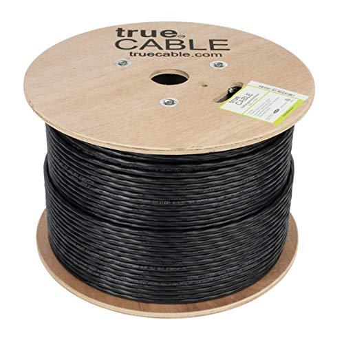 TRUE CABLE trueCABLE Cat6A Riser (CMR), 1000ft, Black, 23AWG 4 Pair Solid Bare Copper, 750MHz, PoE++ (4PPoE), ETL Listed, Unshielded Twisted Pair (UTP), Bulk Ethernet Cable