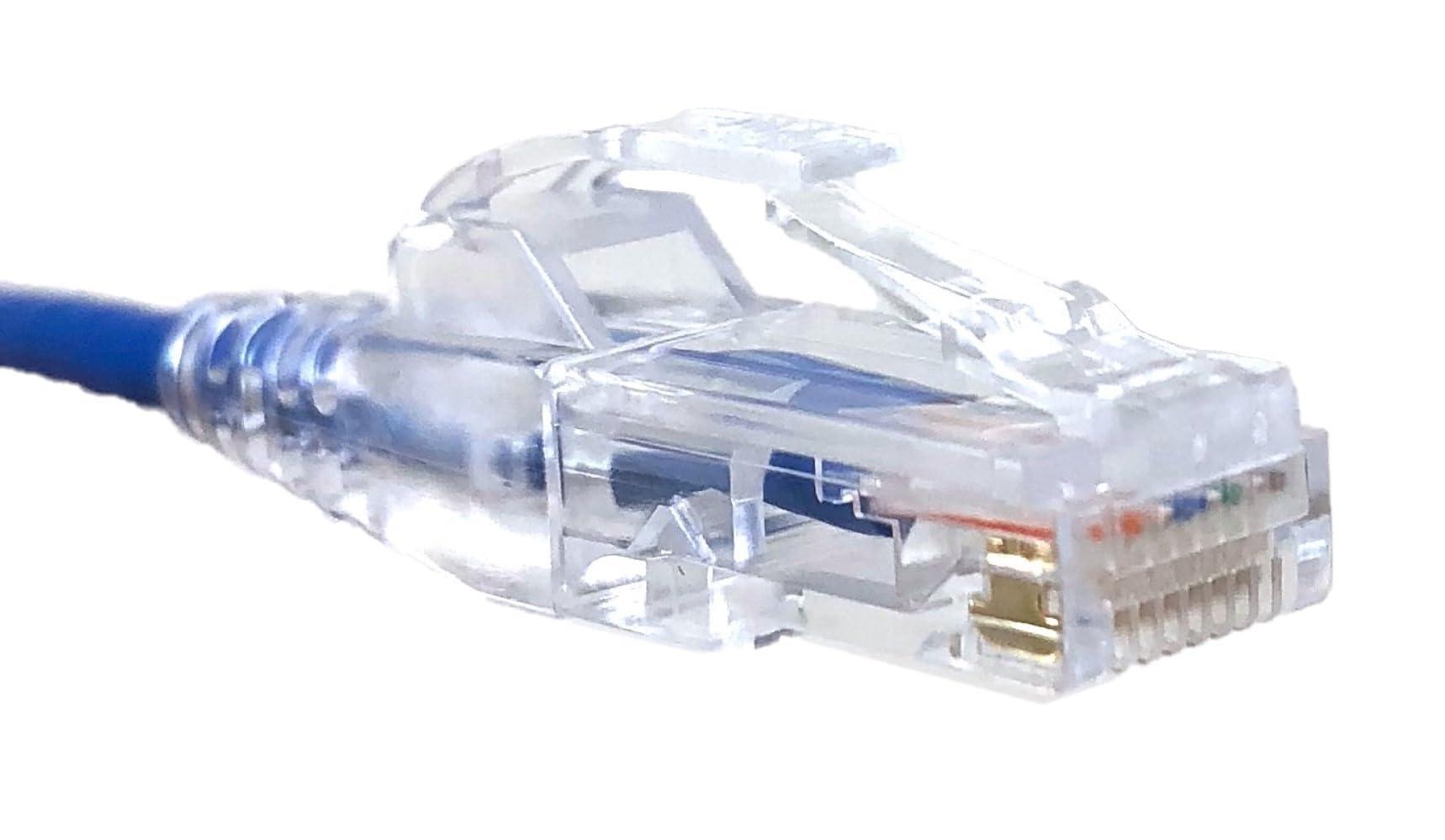 MICRO CONNECTORS Micro Connectors 100 Feet Cat 6A Ultra Slim Patch (28AWG) Cable (Blue) (E09-100BL-SL5)