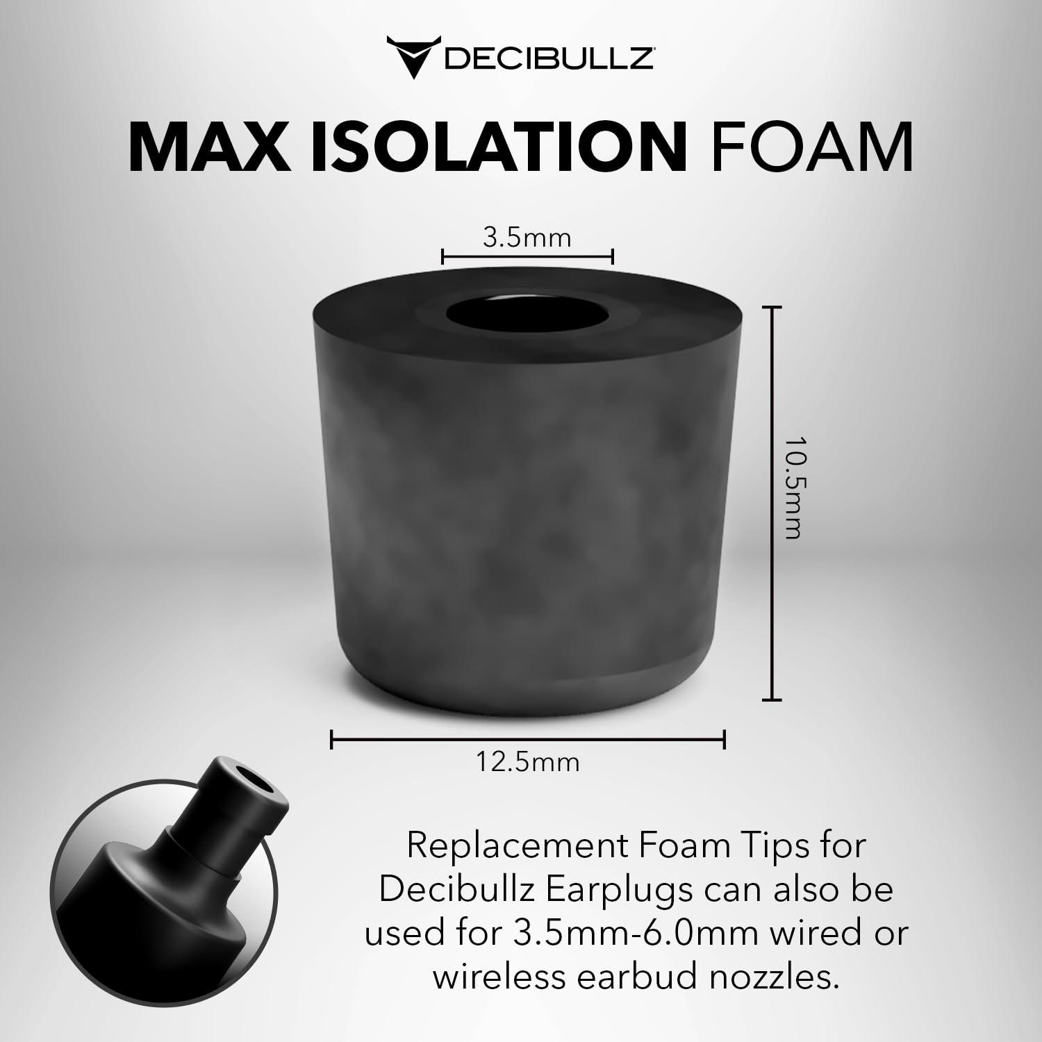 Decibullz Decibullz - Custom Molded Earplug, Earphone, and Earbud Replacement Tips (5 Pack), Medium