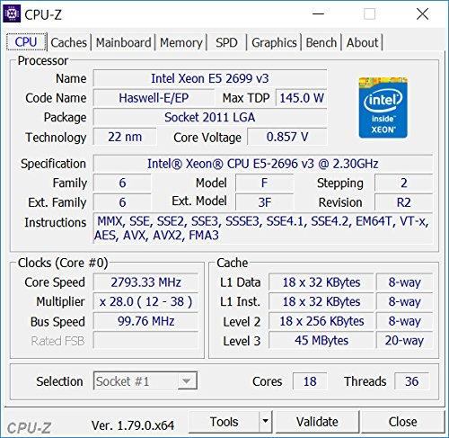 Intel INTEL XEON | E5-2696v3 | SR1XK | 18-CORE 2.3GHz - 45MB Cache - Socket R3 (LGA2011-3) -Processor CPU