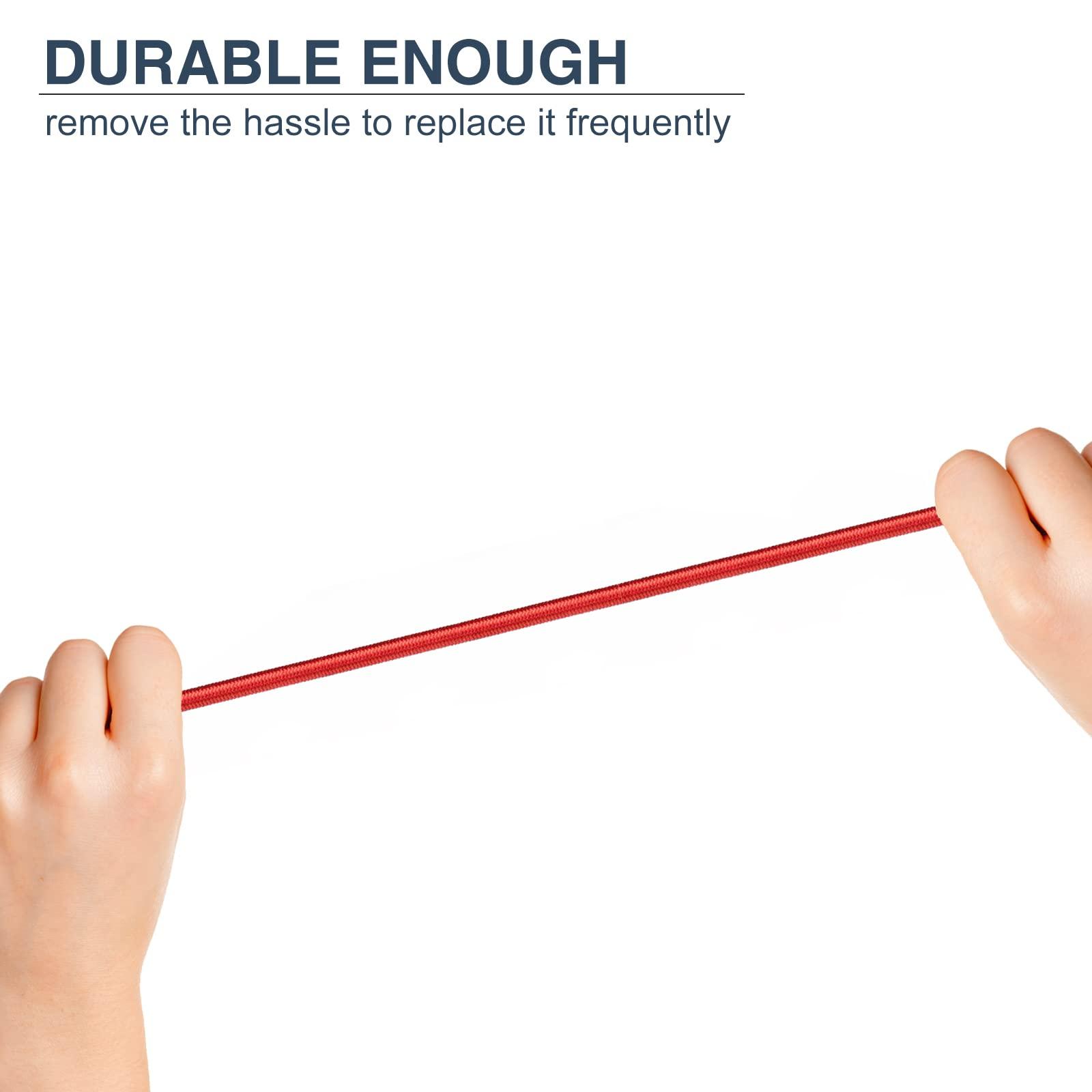 BRILLIANCE4U BRILLIANCE4U Tent Pole Shock Cord 1/8 inch 60ft, Elastic Bungee Cord, Replacement Shock Cord for Tent Poles, Tent Pole Repair Kit, Elastic Cord with Lead Wire and Washers Red