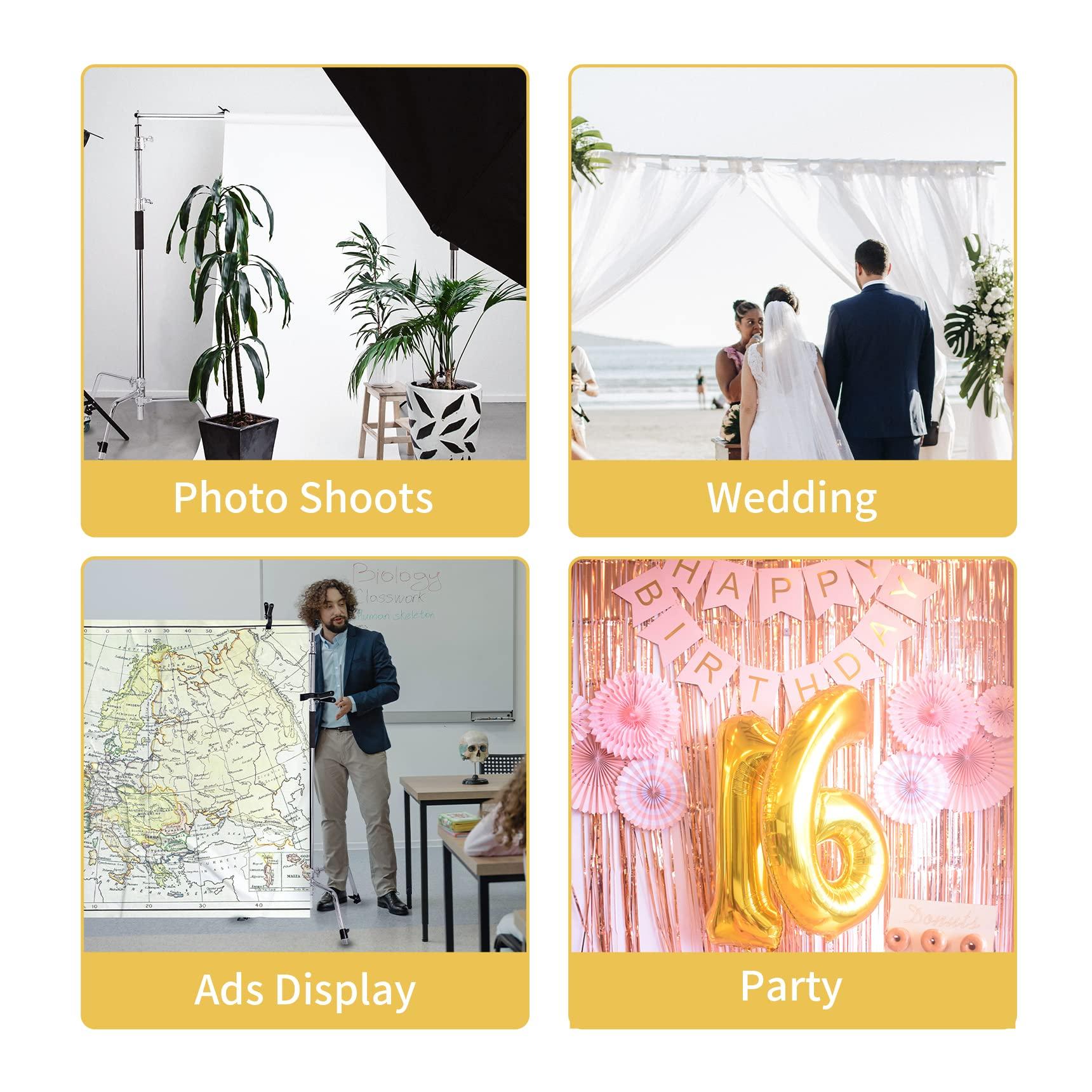 Meking Pro Stainless Steel Telescopic Backdrop Crossbar Max Length 10 ft/3m Adjustable Background Support Cross Arm, Backdrop Pole for C Stand