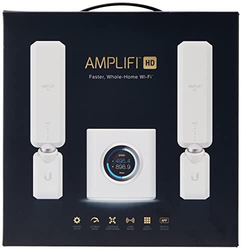 AmpliFi AmpliFi HD WiFi System by Ubiquiti Labs, Seamless Whole Home Wireless Internet Coverage, HD WiFi Router, 2 Mesh Points, 4 Gigabit Ethernet, 1 WAN Port, Ethernet Cable, Replaces Router & WiFi Extenders