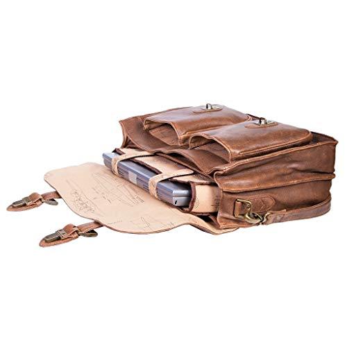 Scully Scully Aero Squadron Leather Front Flap Workbag Laptop Briefcase Brown