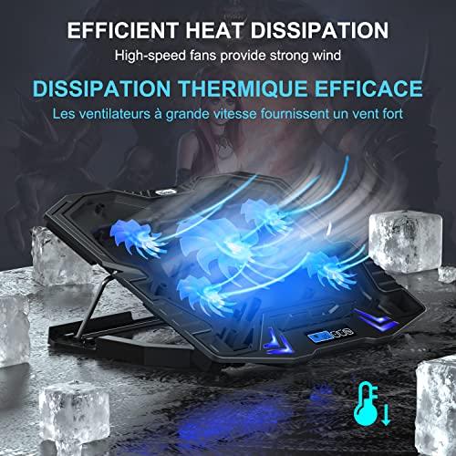 TopMate TopMate C5 12-15.6 inch Gaming Laptop Cooler Cooling Pad | 5 Quiet Fans and LCD Screen | 2500RPM Strong Wind Designed for Gamers and Office
