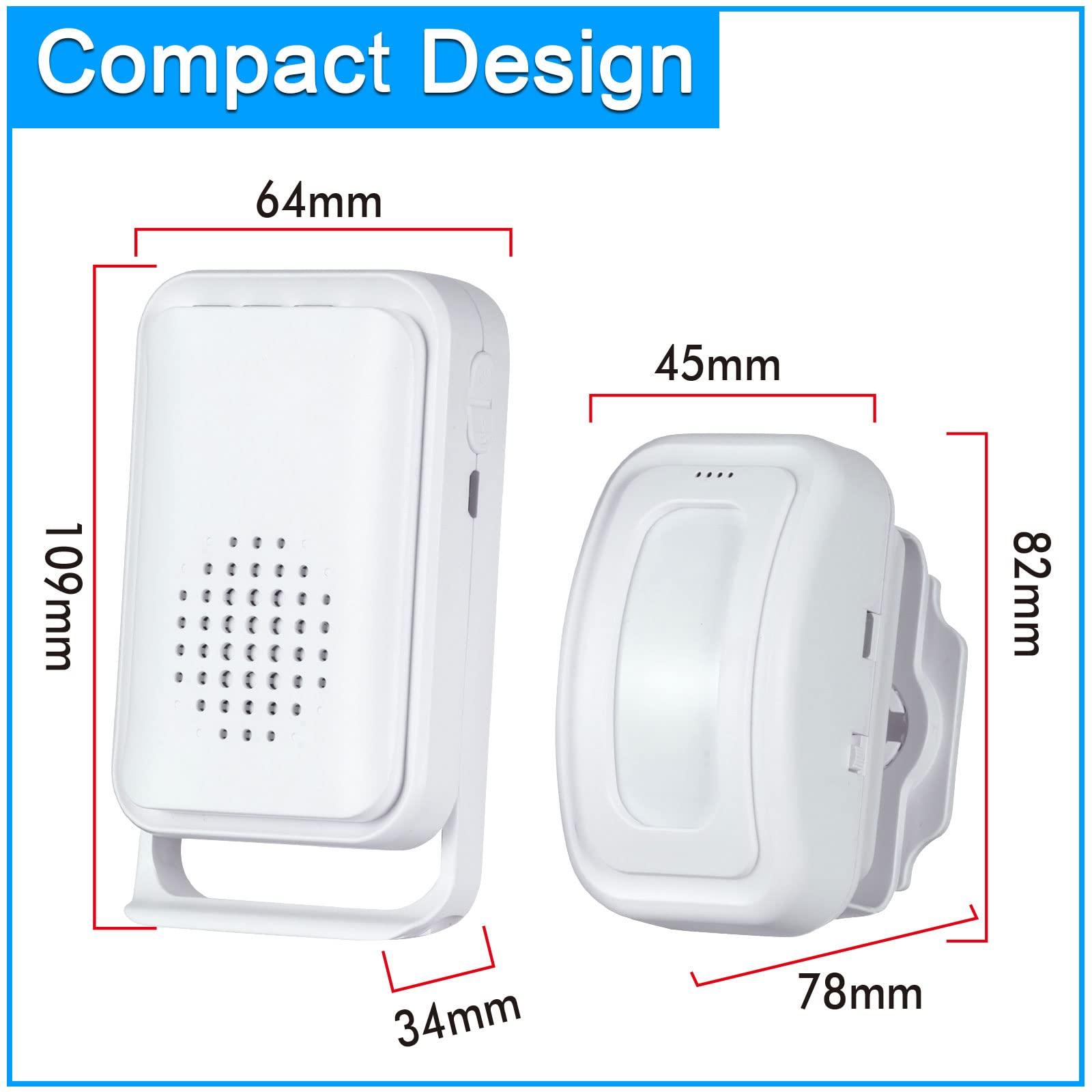 Actpe Wireless Motion Sensor Door Chime: Business Entry Doorbell Indoor Motion Detector Buzzer Monitor for Store Home Entrance Alert Bell, Bed Alarm for Elderly - LED Indicator & Vibration