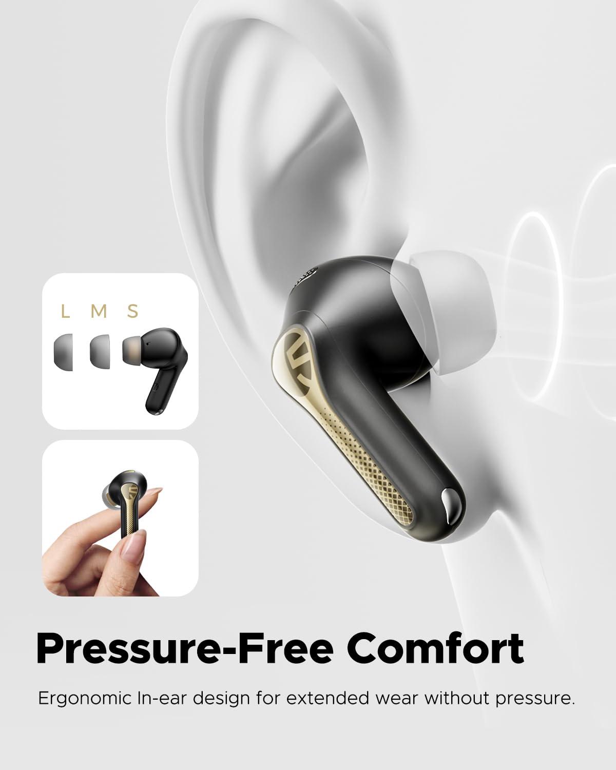 SoundPEATS SoundPEATS Capsule3 Pro+ Wireless Earbuds, Adaptive Noise Cancelling Bluetooth Headphones Hi Res HiFi Stereo Sound with xMEMS Speaker, True Wireless ANC Earphones & LDAC, 6 Mic 43H Playtime