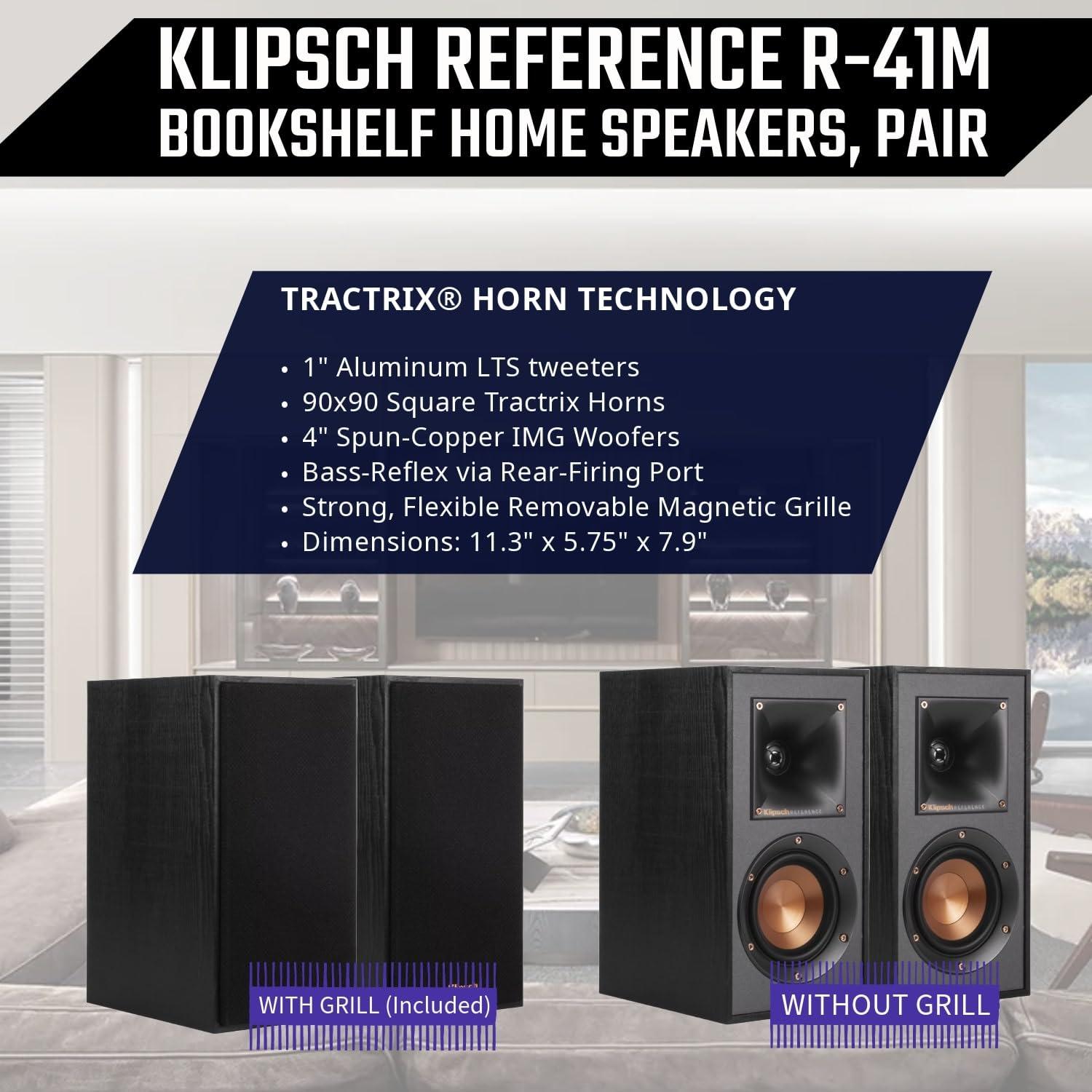 Klipsch Klipsch Reference 5.0 Home Theater System - Bundle with 2X Reference R-26FA Floorstanding Speaker, Reference R-25C Center Channel Speaker, 2X Reference R-41M Bookshelf Speaker