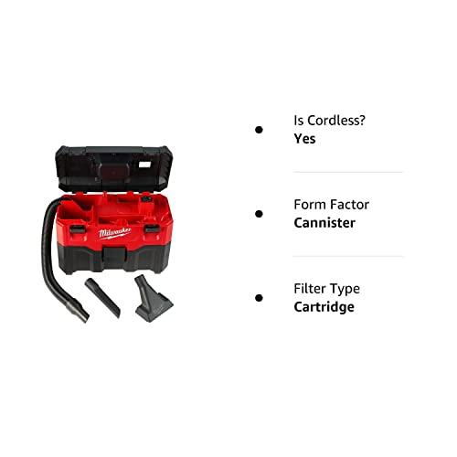 Milwaukee Milwaukee M18 2 Gal. 18-Volt Lithium-ion Cordless Wet/Dry Vacuum (Tool-Only), 2.8 Amp Motor, Lightweight, Tool-Box Style for Effortless Transport and Storage