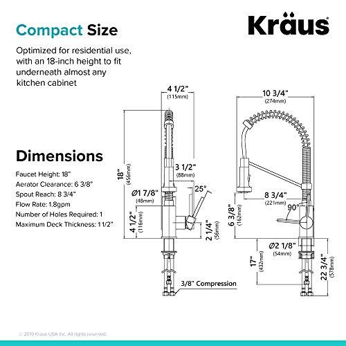 Kraus KRAUS Bolden Commercial Style 2-Function Single Handle Pull Down Kitchen Faucet in Spot-Free Stainless Steel, KPF-1610SFS