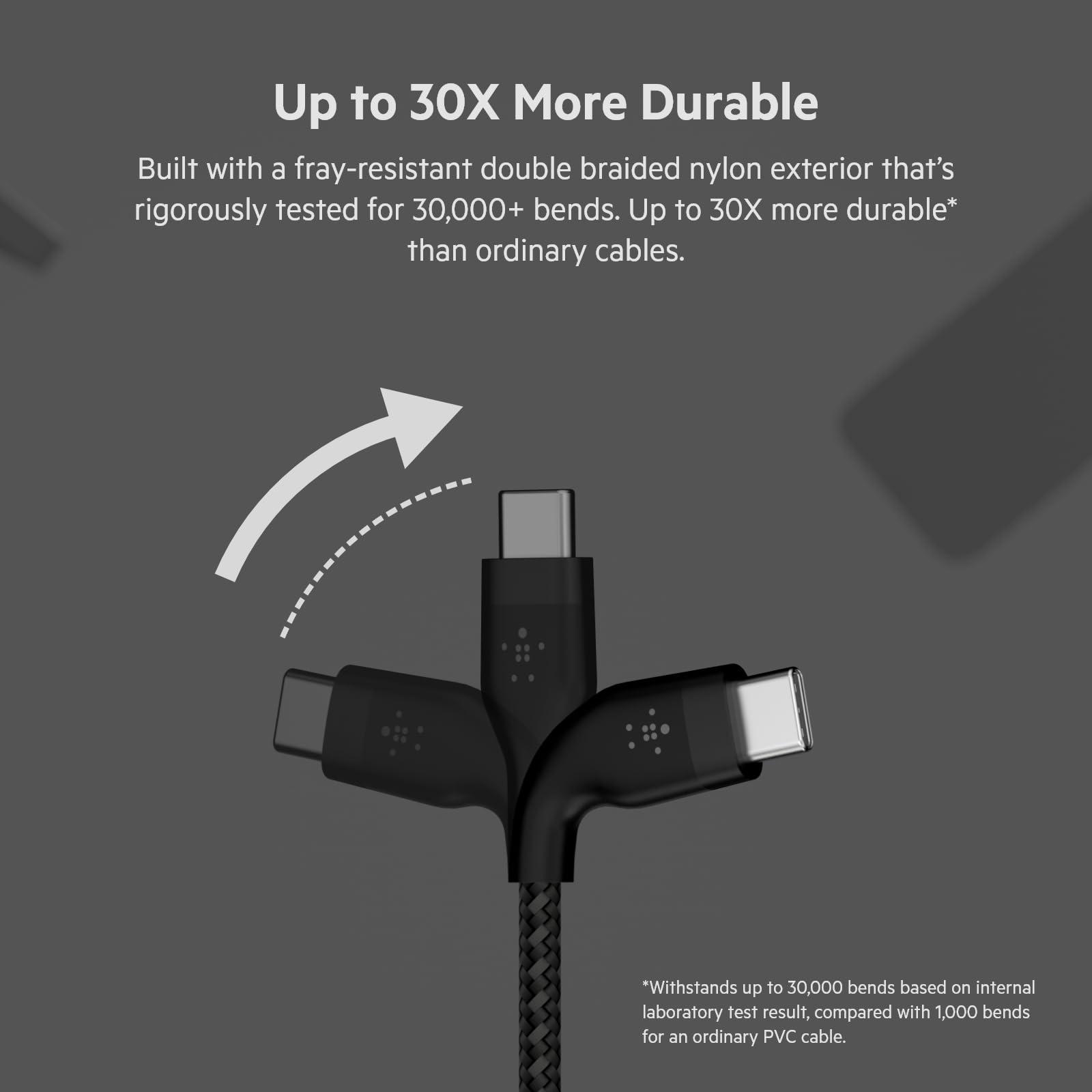 Belkin Belkin BoostCharge Pro Flex Braided USB-C to USB-A Cable (1M/3.3FT), Type C to A Cable USB-C USB-IF Certified Fast Charging Cable for iPhone 16 Series, iPad Pro, Galaxy S24, Note, Pixel & More - Black