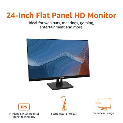Amazon Basics Amazon Basics 24-inch IPS Monitor 75 Hz Powered with AOC Technology FHD 1080P HDMI, Display Port and VGA Input VESA Compatible Built-in Speakers for Office and Home, Black