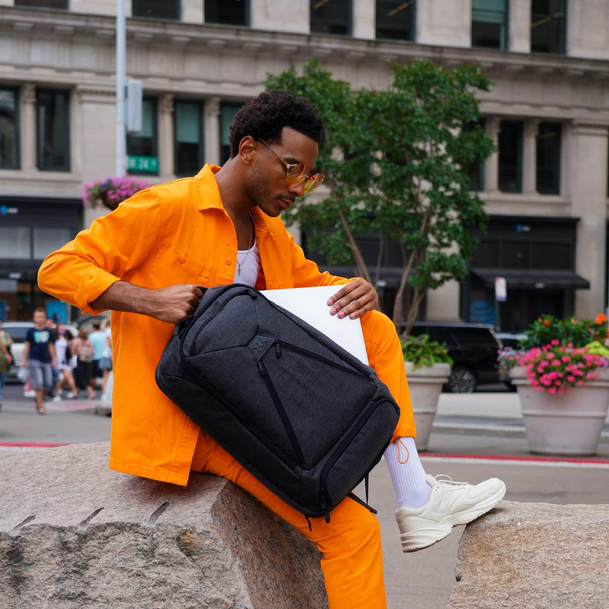 Knack Pack Knack Series 1 Laptop Backpack Fits up to 17 Inch - Knack Bags Carry-On Backpack, TSA Approved, Expandable Travel Backpacks With 4 Day Outfit Capacity (Stealth Black, Large)