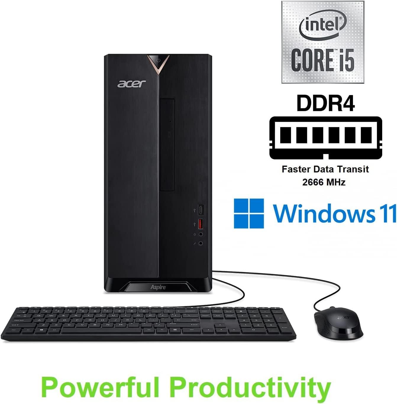 acer acer Aspire Mini Tower Desktop 2022, 10th Intel i5-10400 6-Core, UHD Graphics, 16GB DDR4, 512GB NVMe SSD + 1TB HDD, DVD Writer, WiFi 6, Bluetooth, RJ45, HDMI, Windows 11 Pro, COU 32GB USB